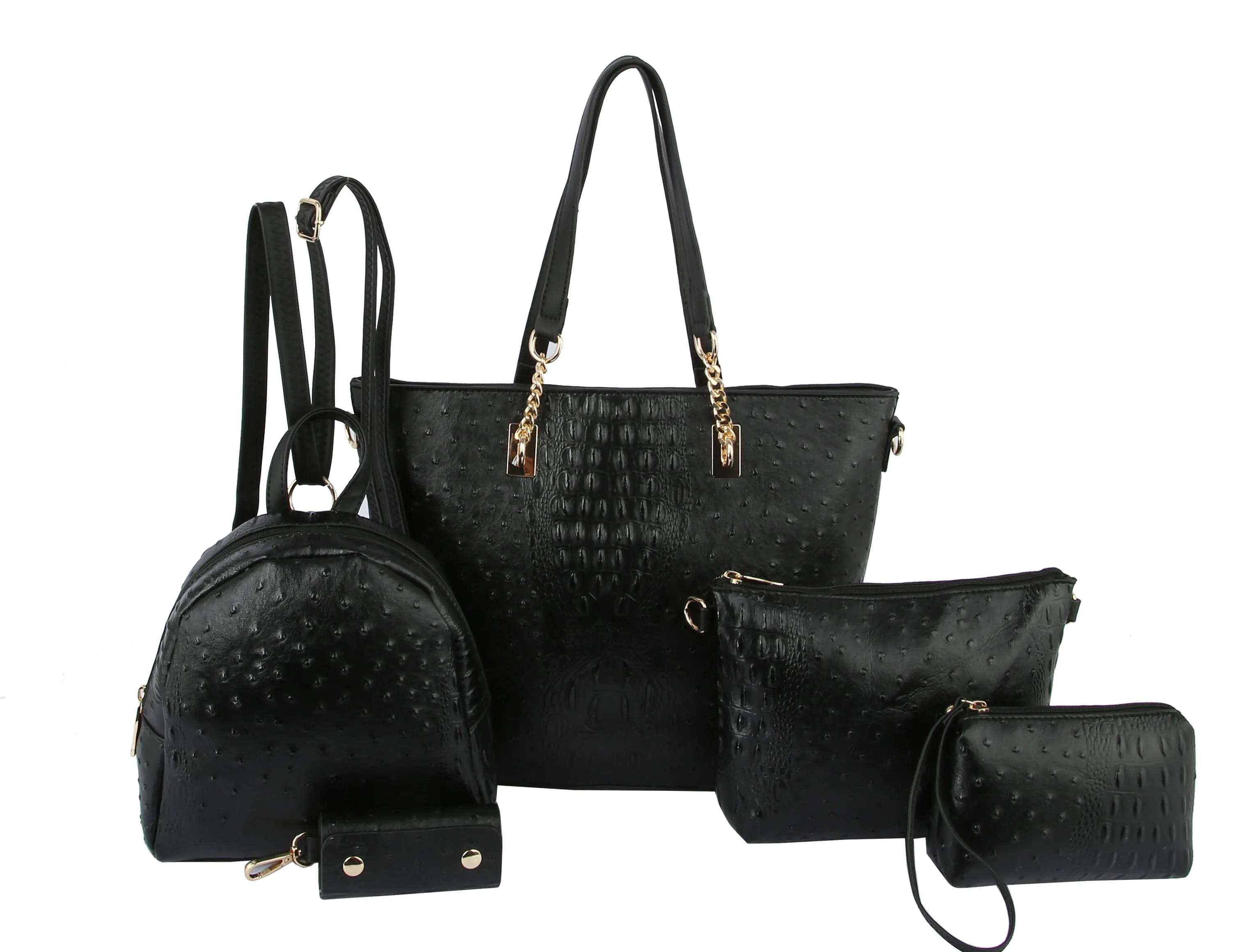 5 in 1 Top Handle Crocodile Tote Handbag Hobo Bag