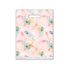 9x12 Pink Peacock Designer Poly Plastic Merchandise Bags Premium Printed Bags