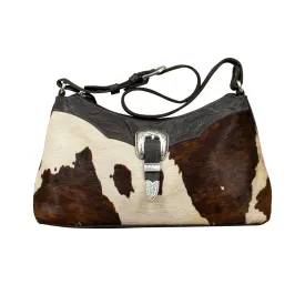 American West Womens Cow Town Hobo Pony Hair-On Leather Handbag Bag