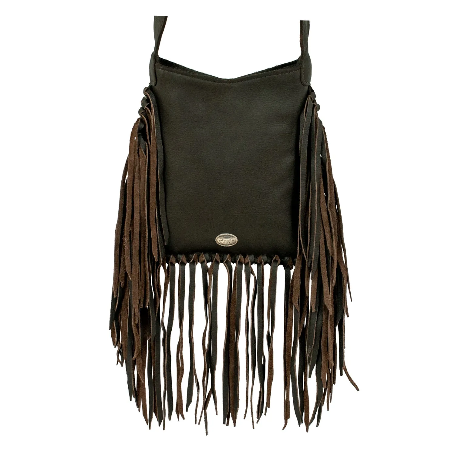 American West Womens Fringed Cowgirl 7in Brindle Hair-On Leather Crossbody Bag