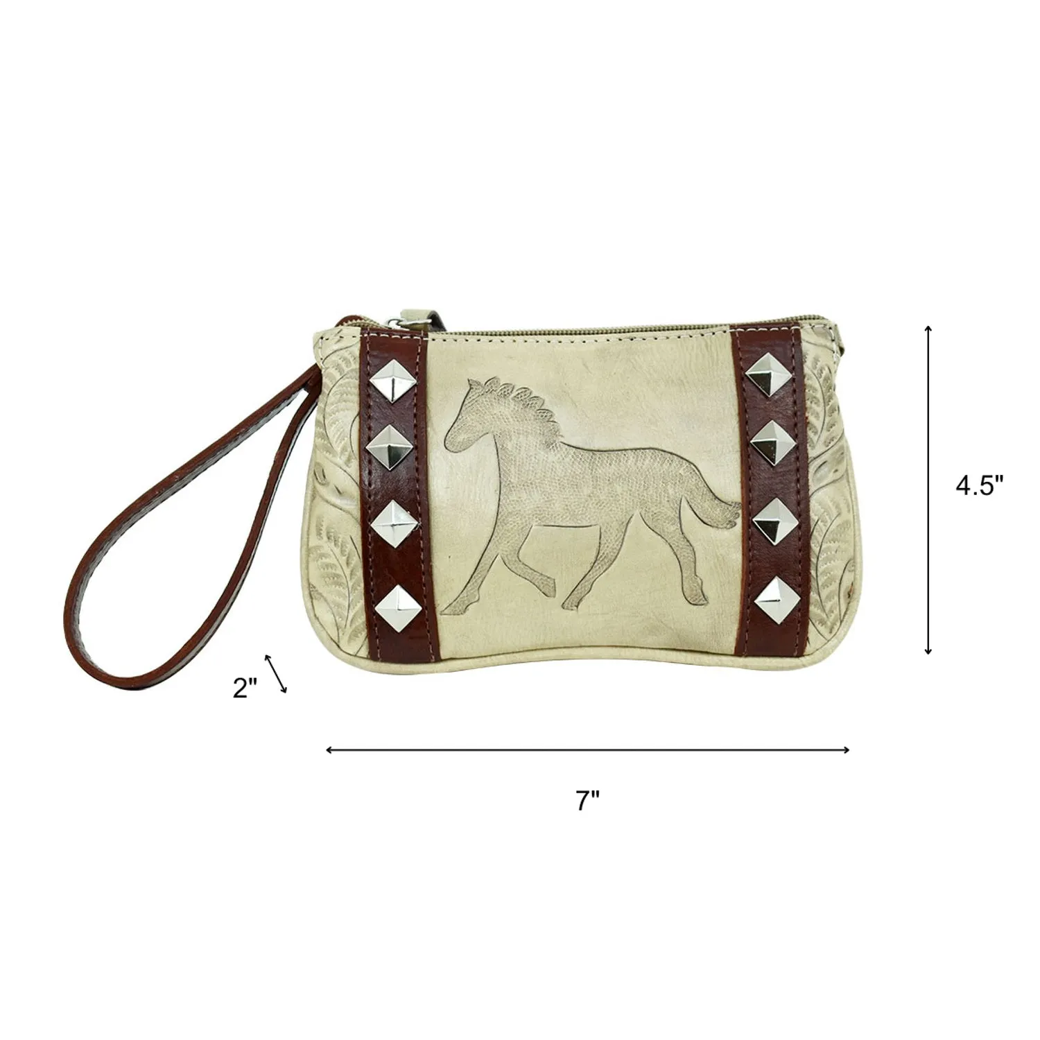 American West Womens Hitchin Post Sand Leather Clutch Bag