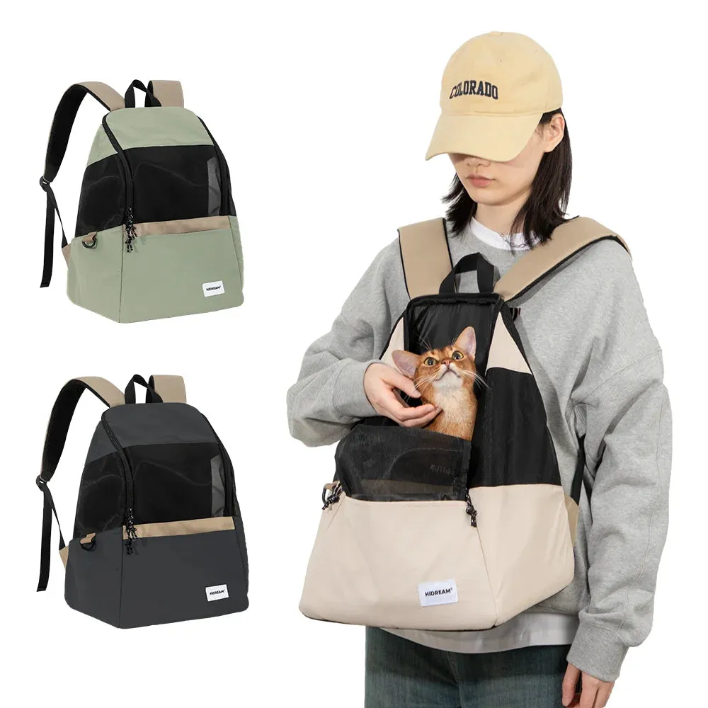 Anniepaw Lightweight Canvas Cat Backpack Breathable Outdoor Travel