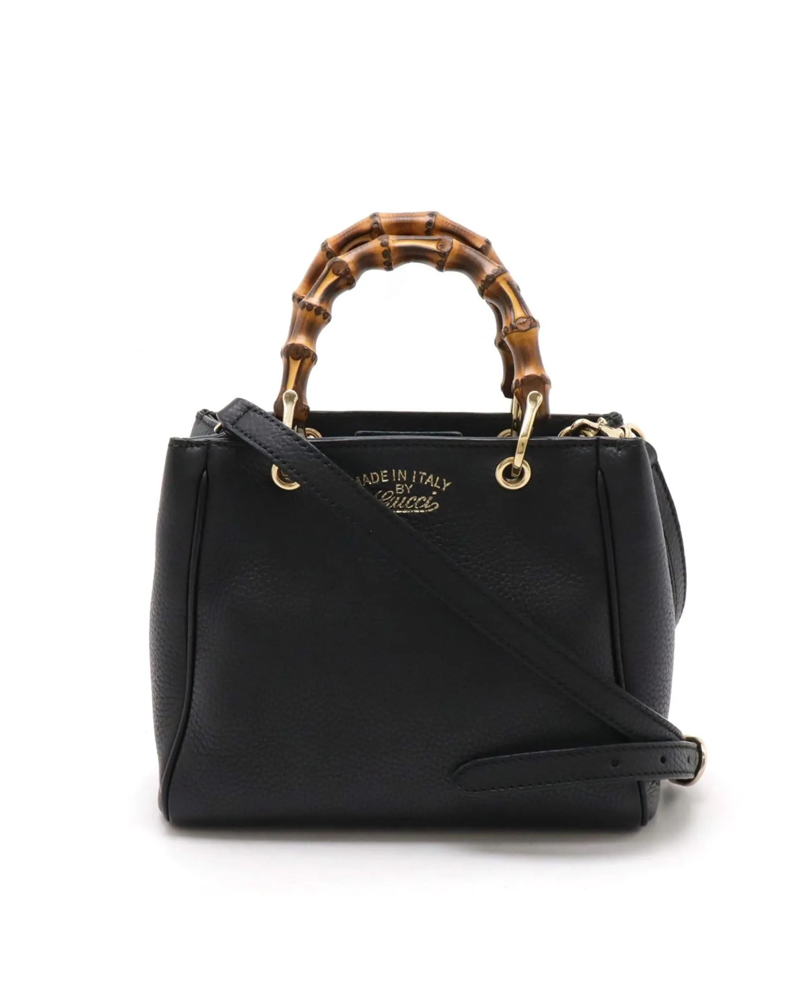 Authentic Black Leather Mini Shopper Handbag