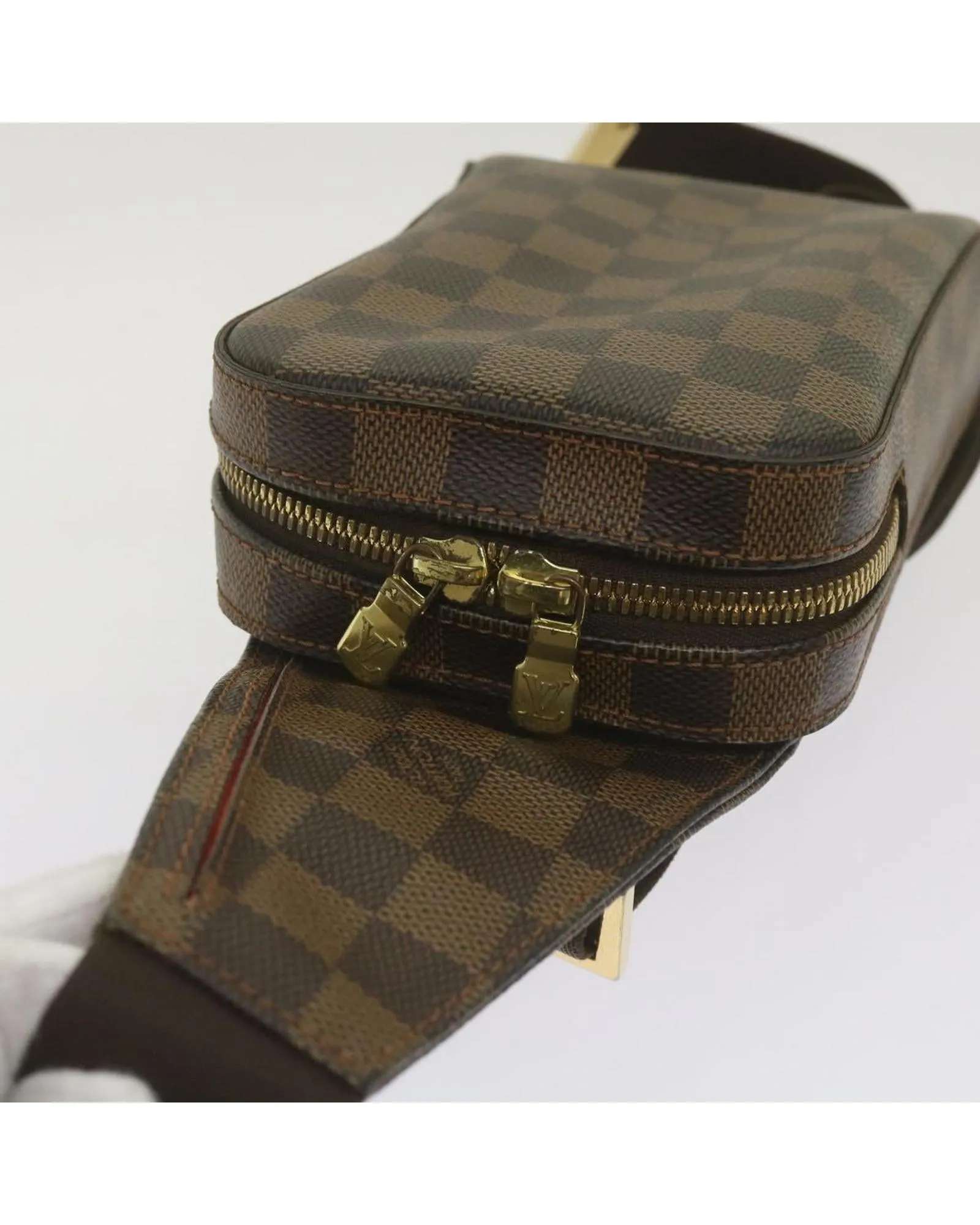 Authentic Damier Ebene Shoulder Bag with Multiple Compartments