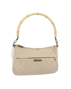 Bamboo GG Canvas Hand Bag with Leather Trim