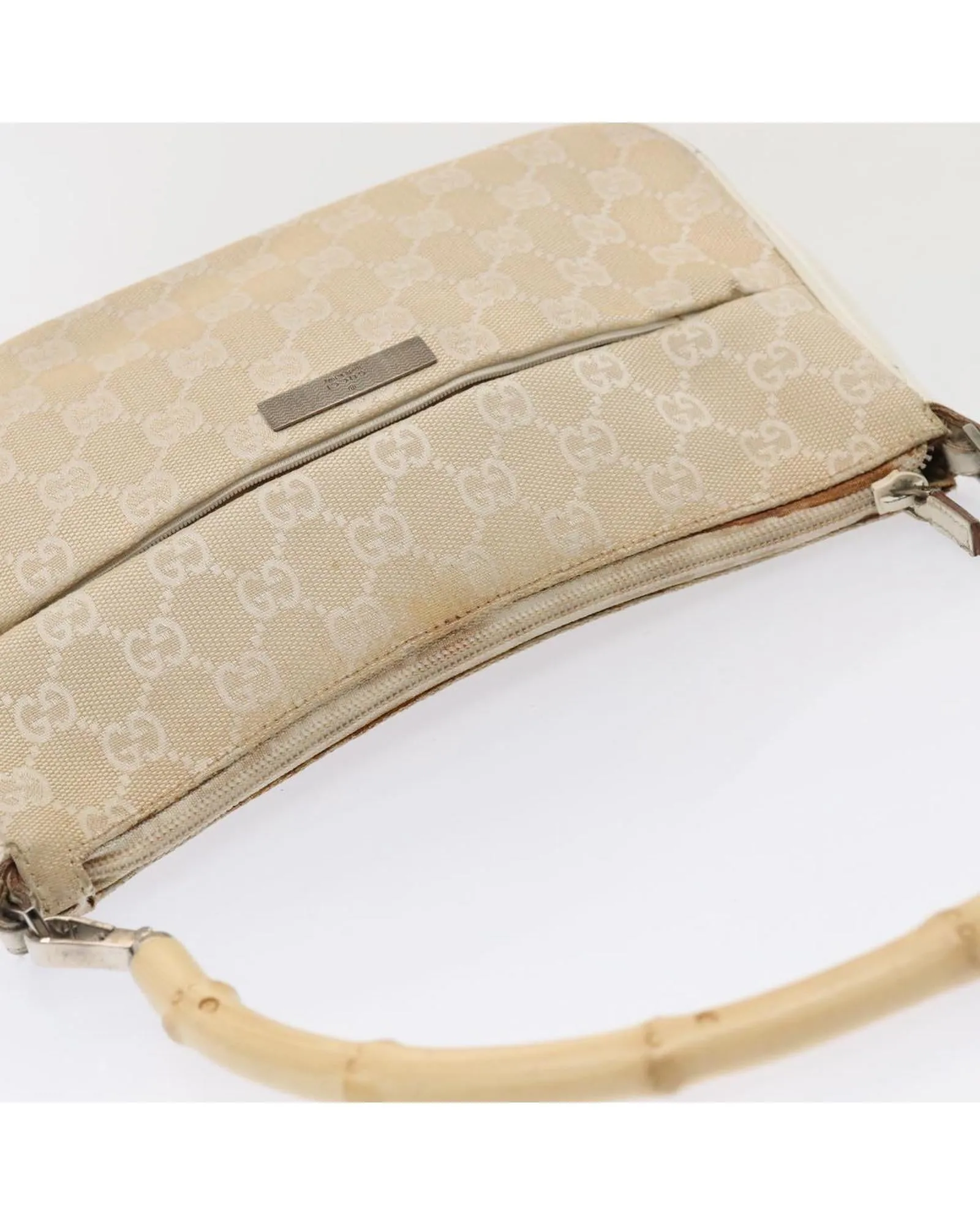 Bamboo GG Canvas Hand Bag with Leather Trim