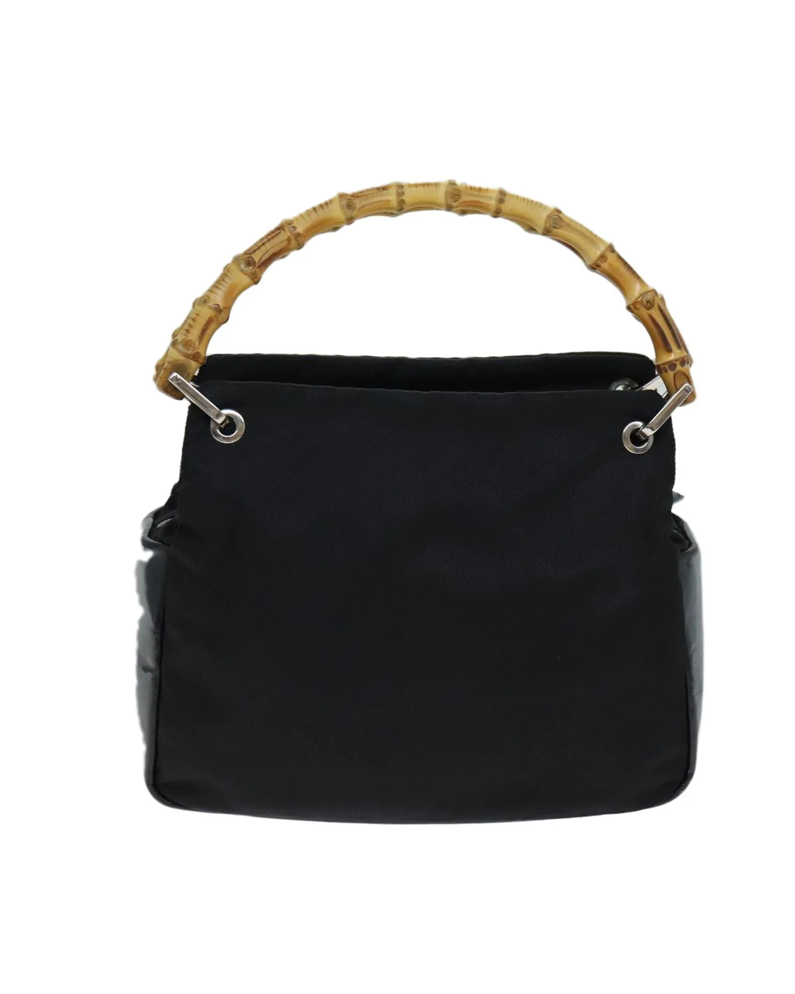 Bamboo Handle Nylon Handbag with Italian Craftsmanship