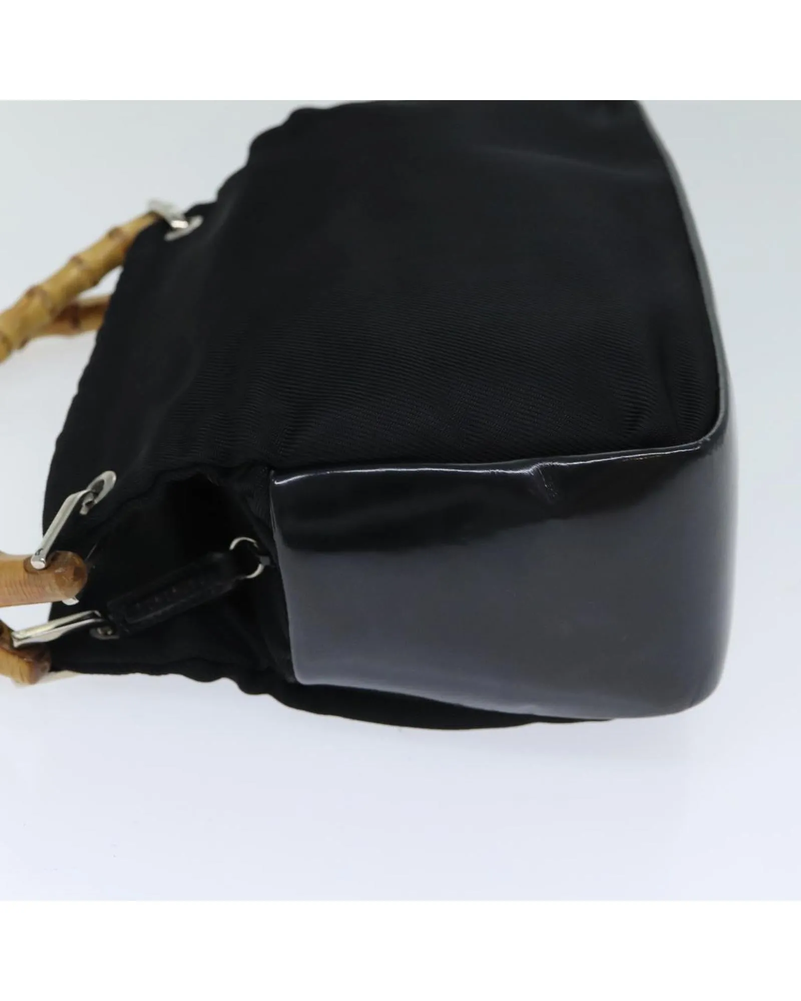 Bamboo Handle Nylon Handbag with Italian Craftsmanship