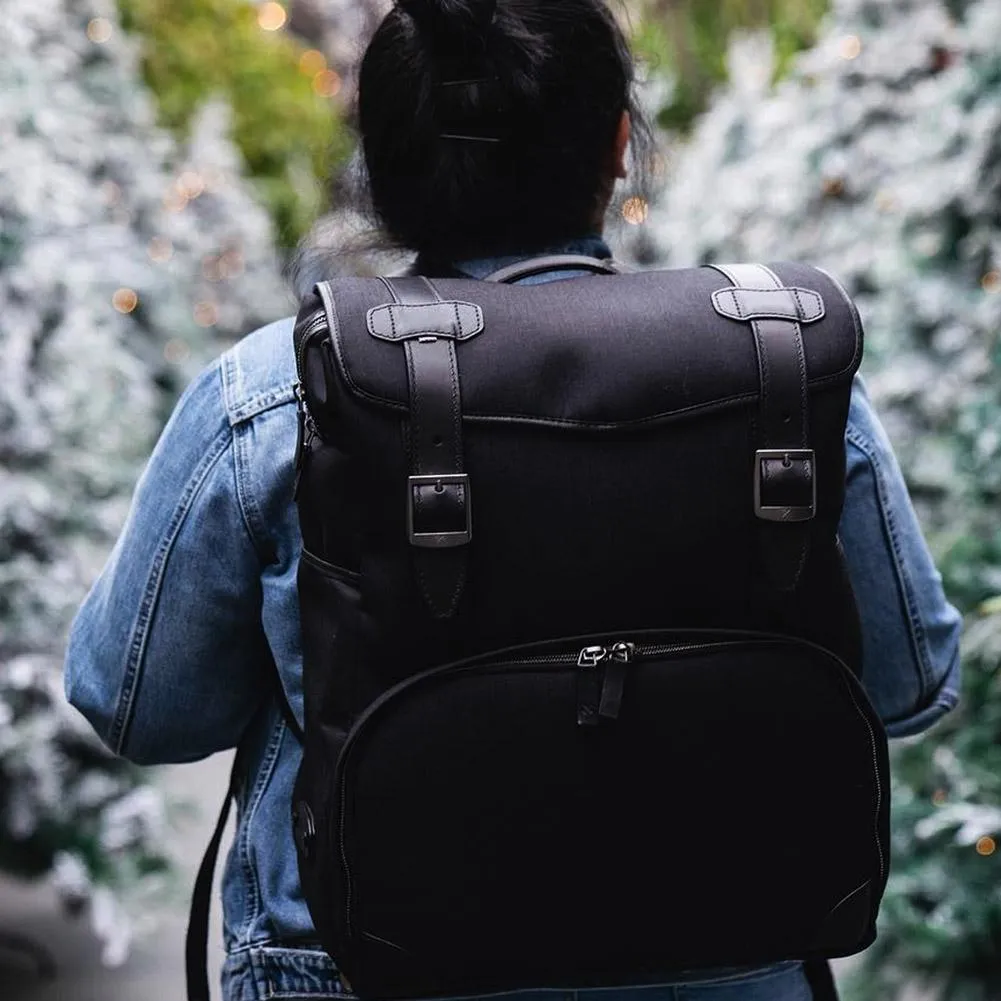 Barber Shop "Mop Top" DSLR Camera Backpack (Cordura & Leather, Black)