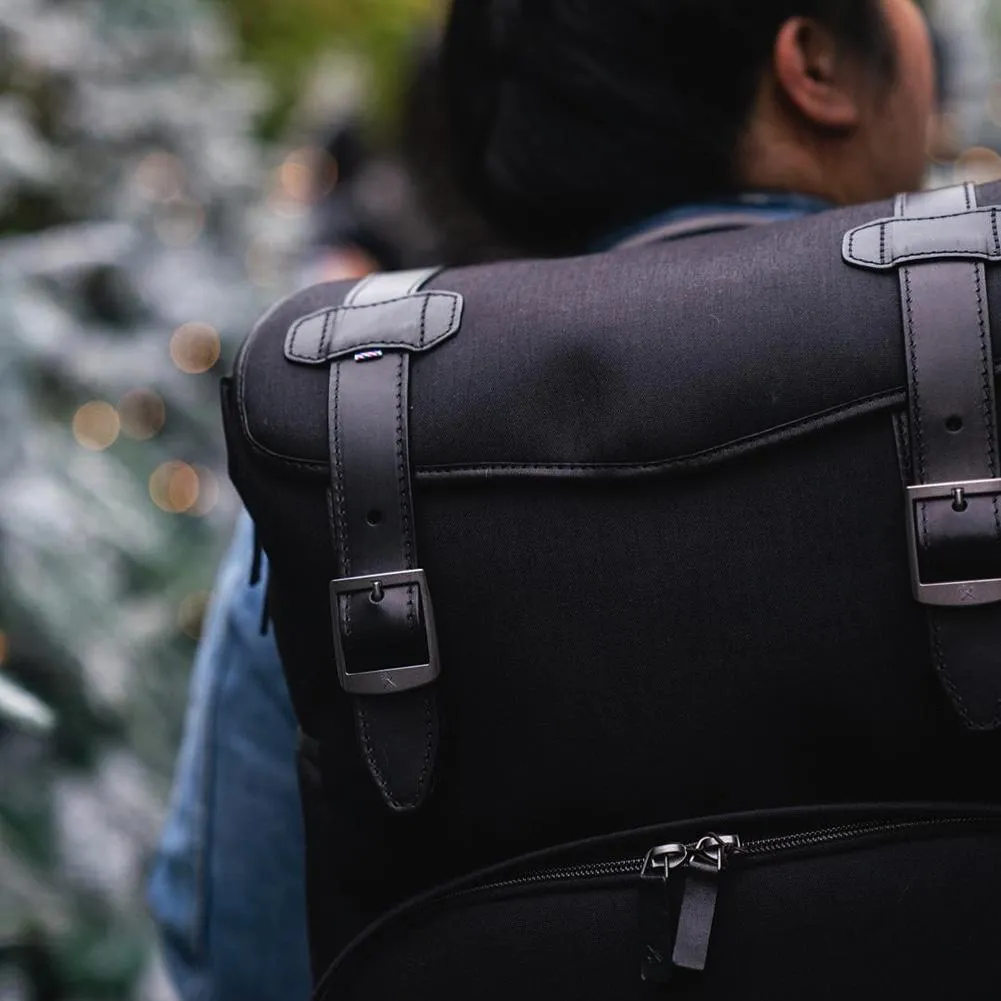 Barber Shop "Mop Top" DSLR Camera Backpack (Cordura & Leather, Black)