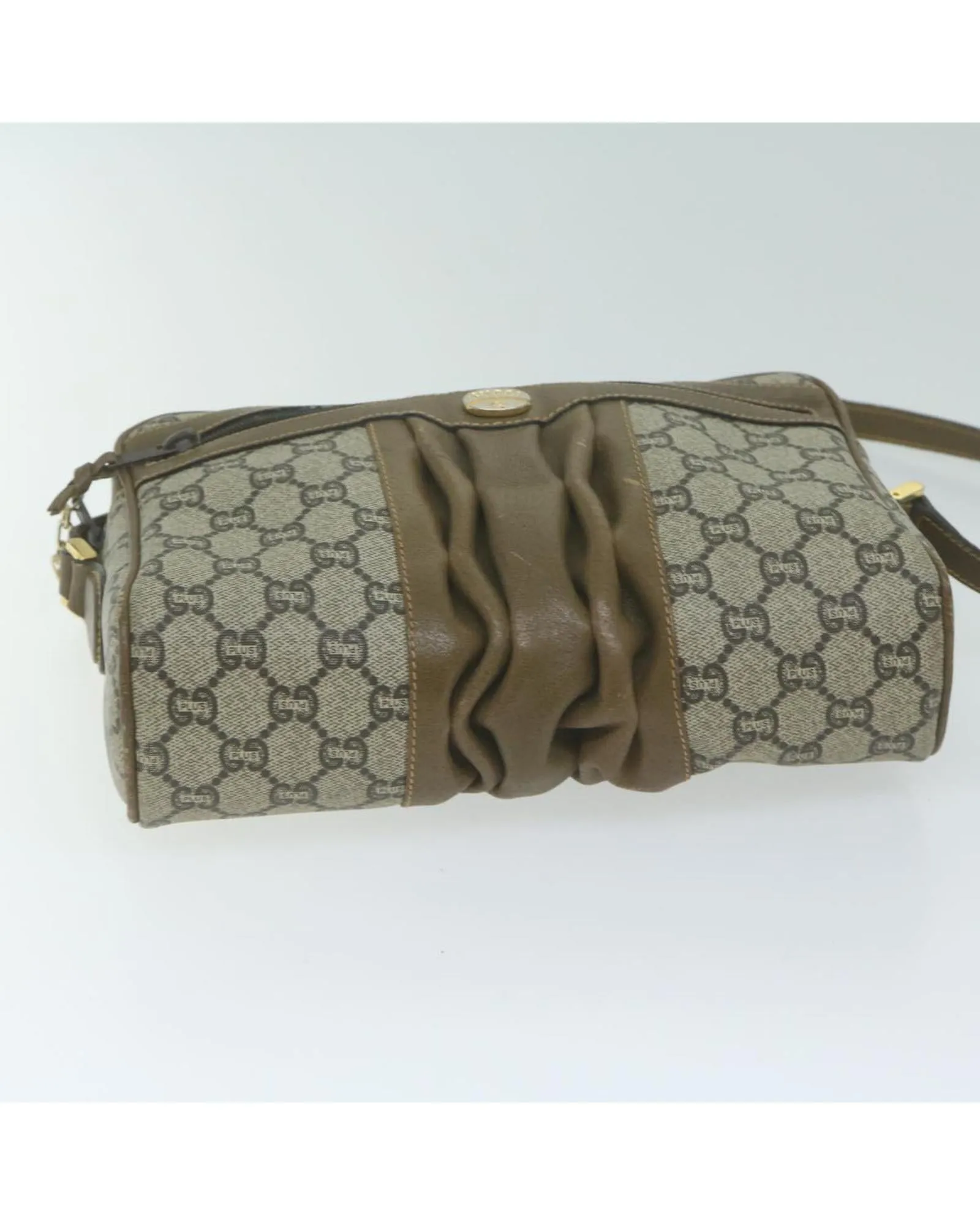 Beige GG Plus Supreme Shoulder Bag with PVC Leather and GG Canvas