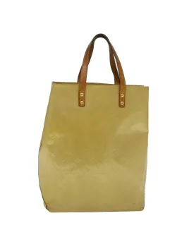 Beige Patent Leather Hand Bag with Monogram Vernis Design