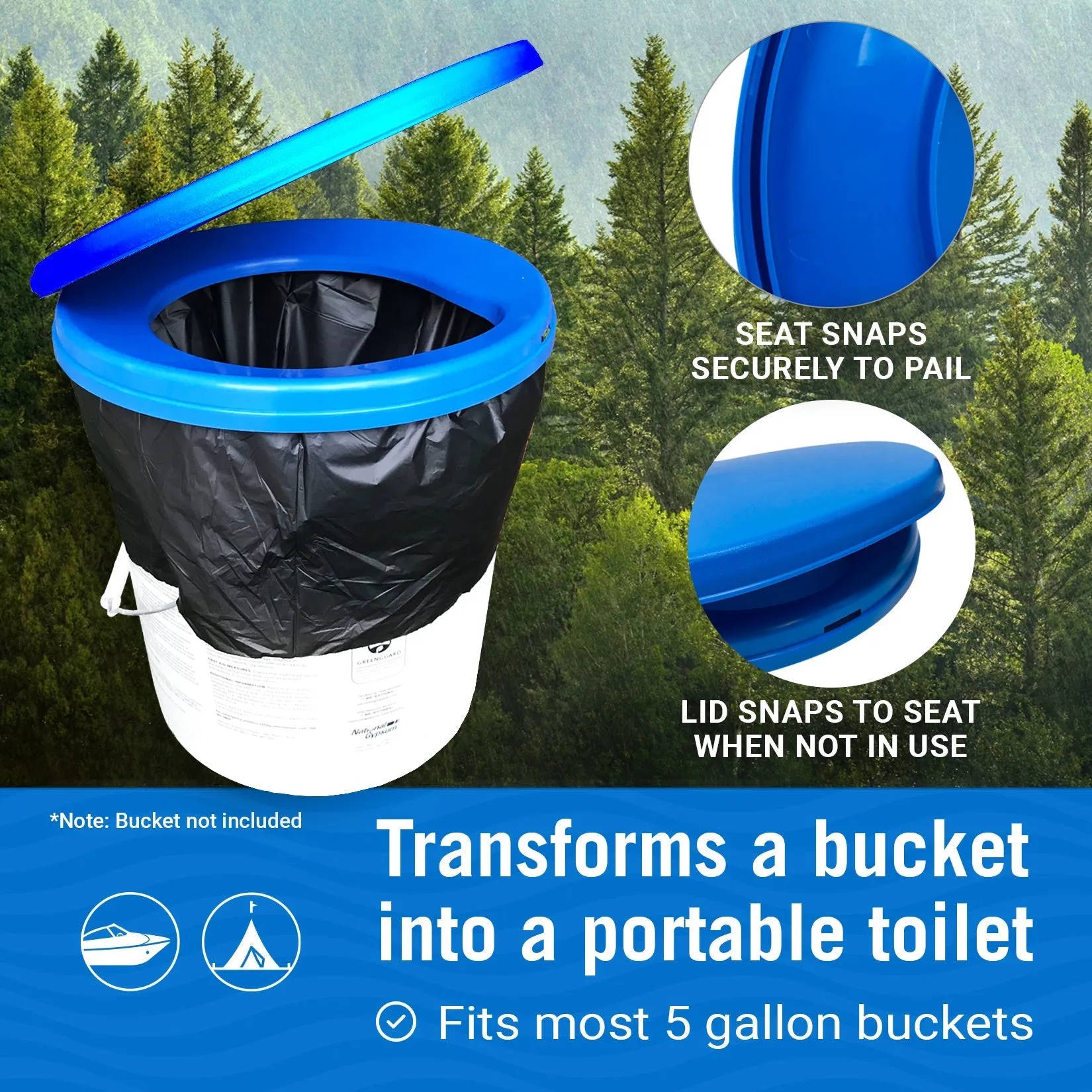 Better Boat Portable Bucket Toilet Seat Set