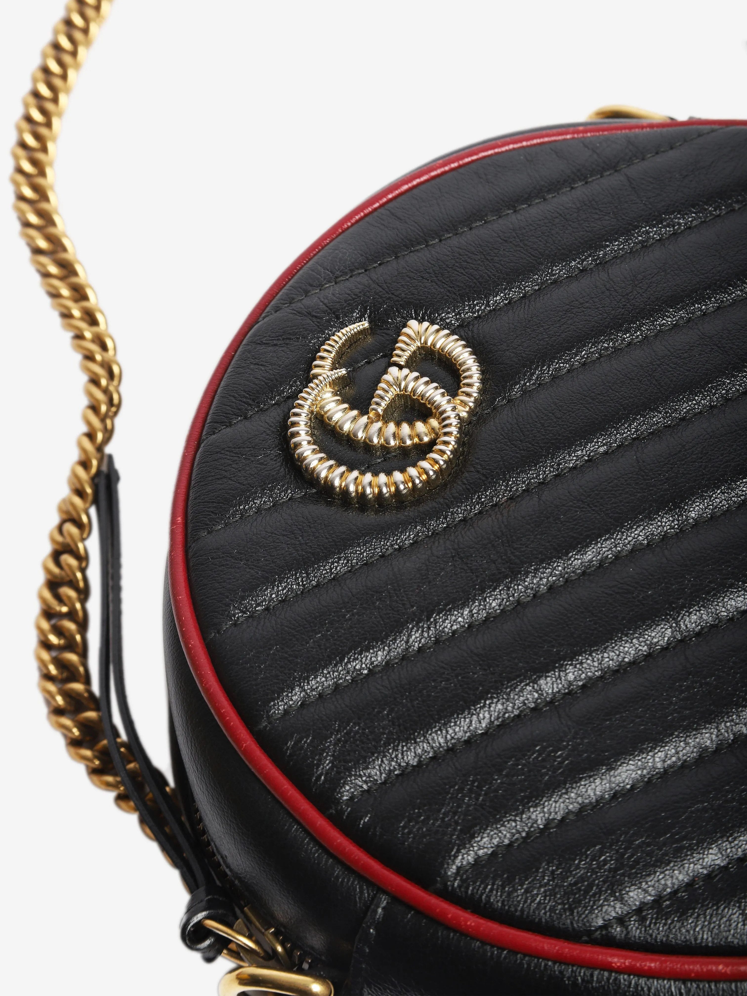 Black GG Marmont mini round shoulder bag