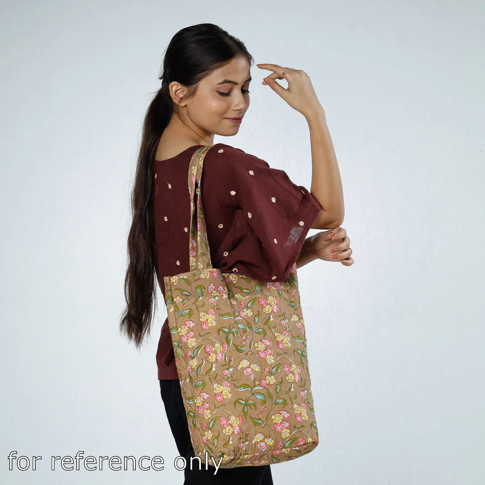 Black - Handcrafted Quilted Sanganeri Block Printed Shoulder Bag