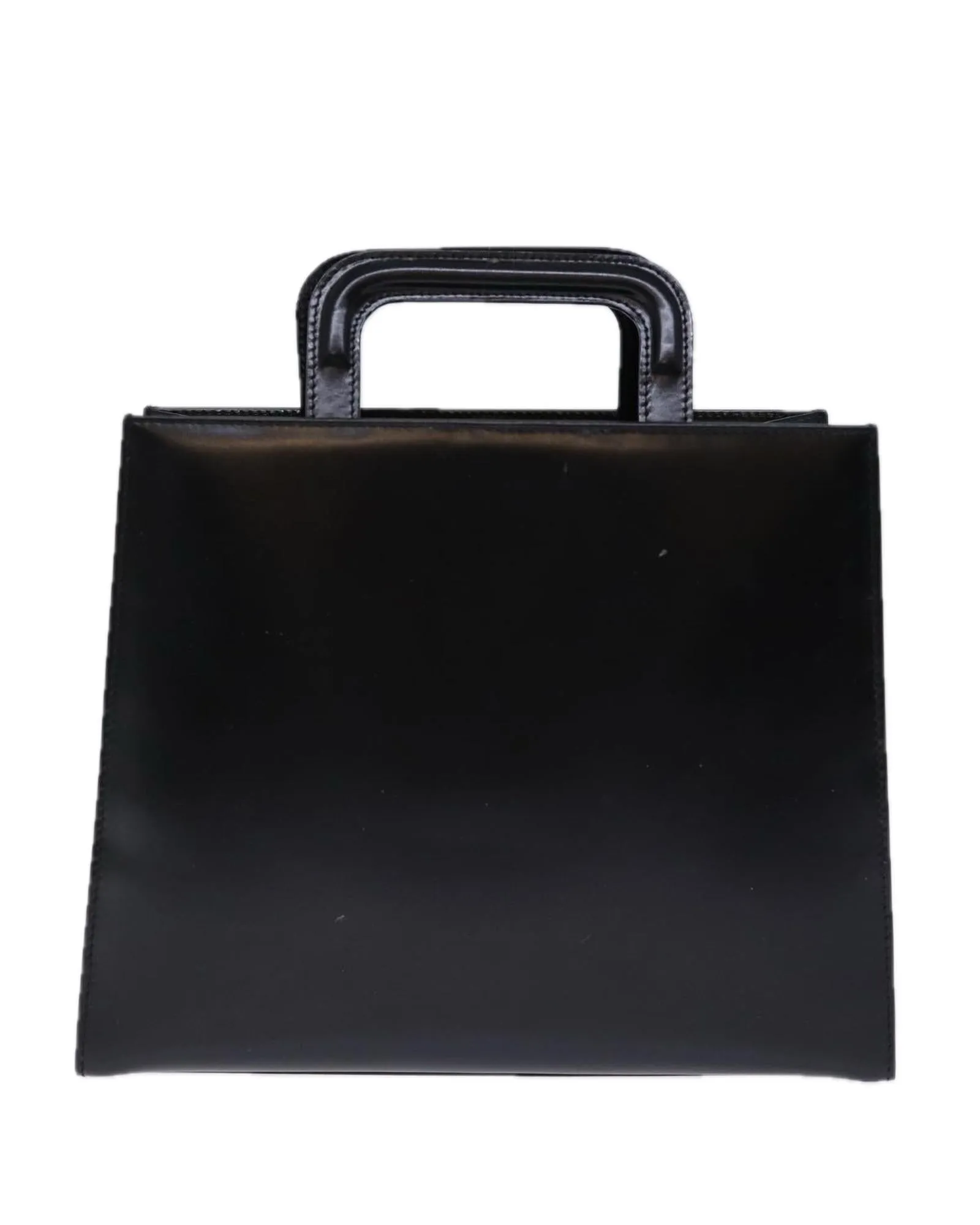 Black Leather Hand Bag with Accessories Made in Italy