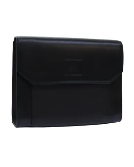 Black Leather Shoulder Bag with Accessory