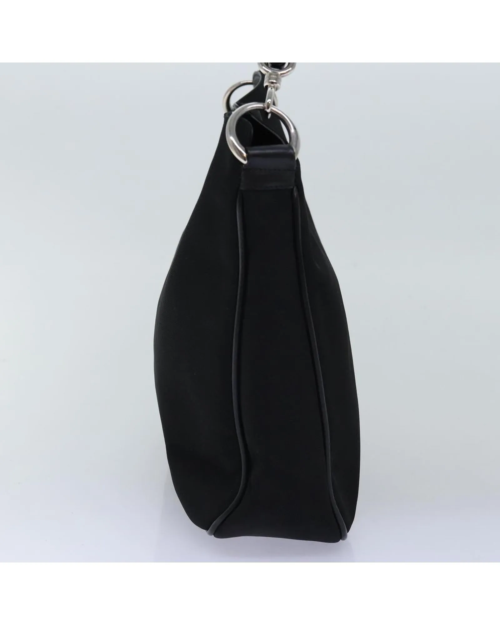 Black Nylon Hand Bag with Bamboo Handle - Italian Made