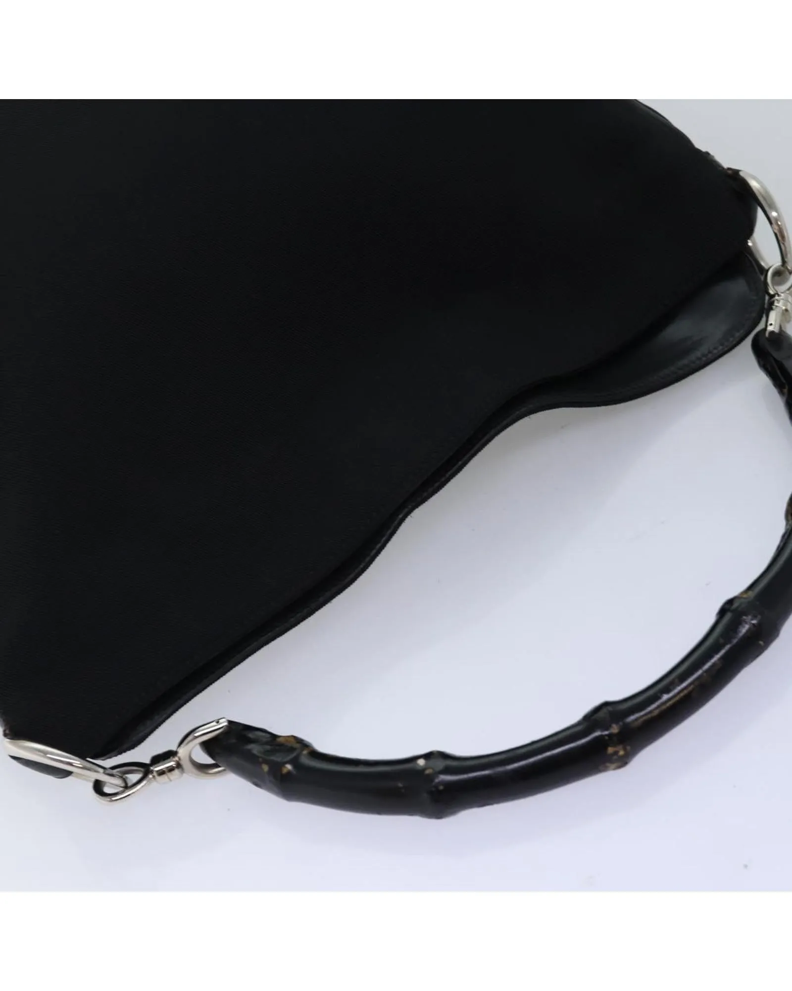 Black Nylon Hand Bag with Bamboo Handle - Italian Made