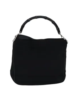 Black Nylon Hand Bag with Bamboo Handle - Italian Made