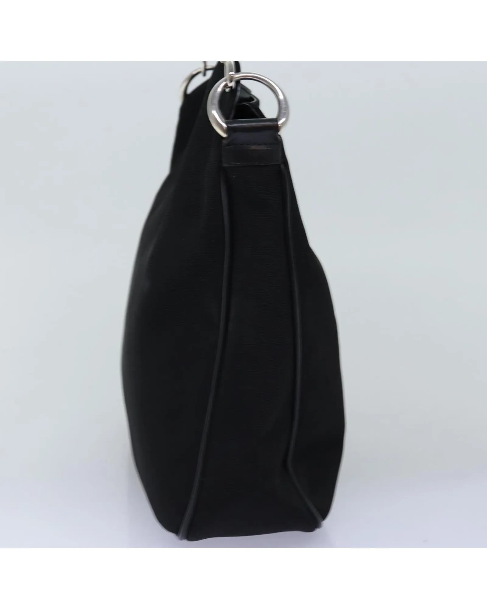 Black Nylon Hand Bag with Bamboo Handle - Italian Made