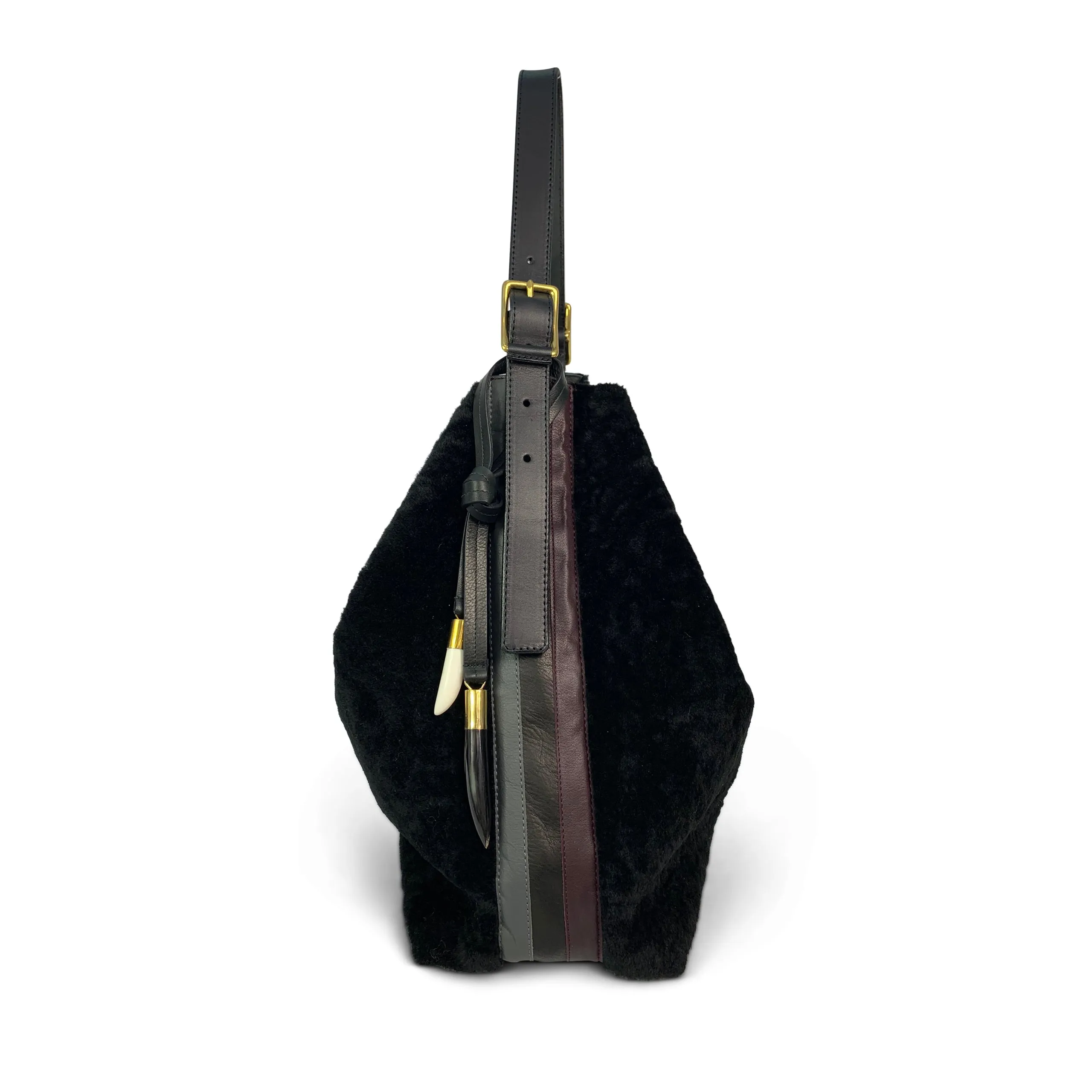 Black Shearling Somerset Hobo