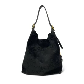 Black Shearling Somerset Hobo