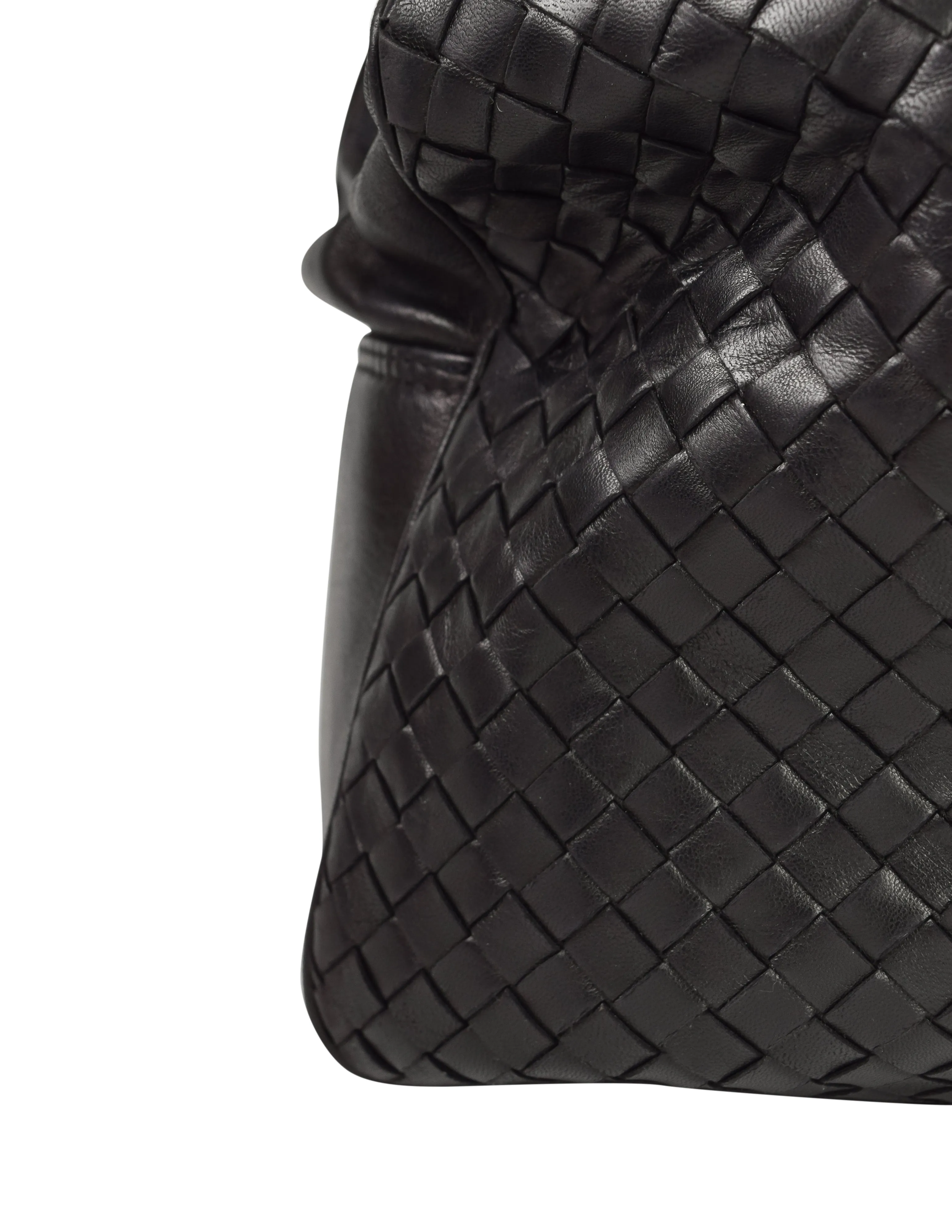 Bottega Veneta Vintage Massive Intrecciato Woven Black Leather Shoulder Bag