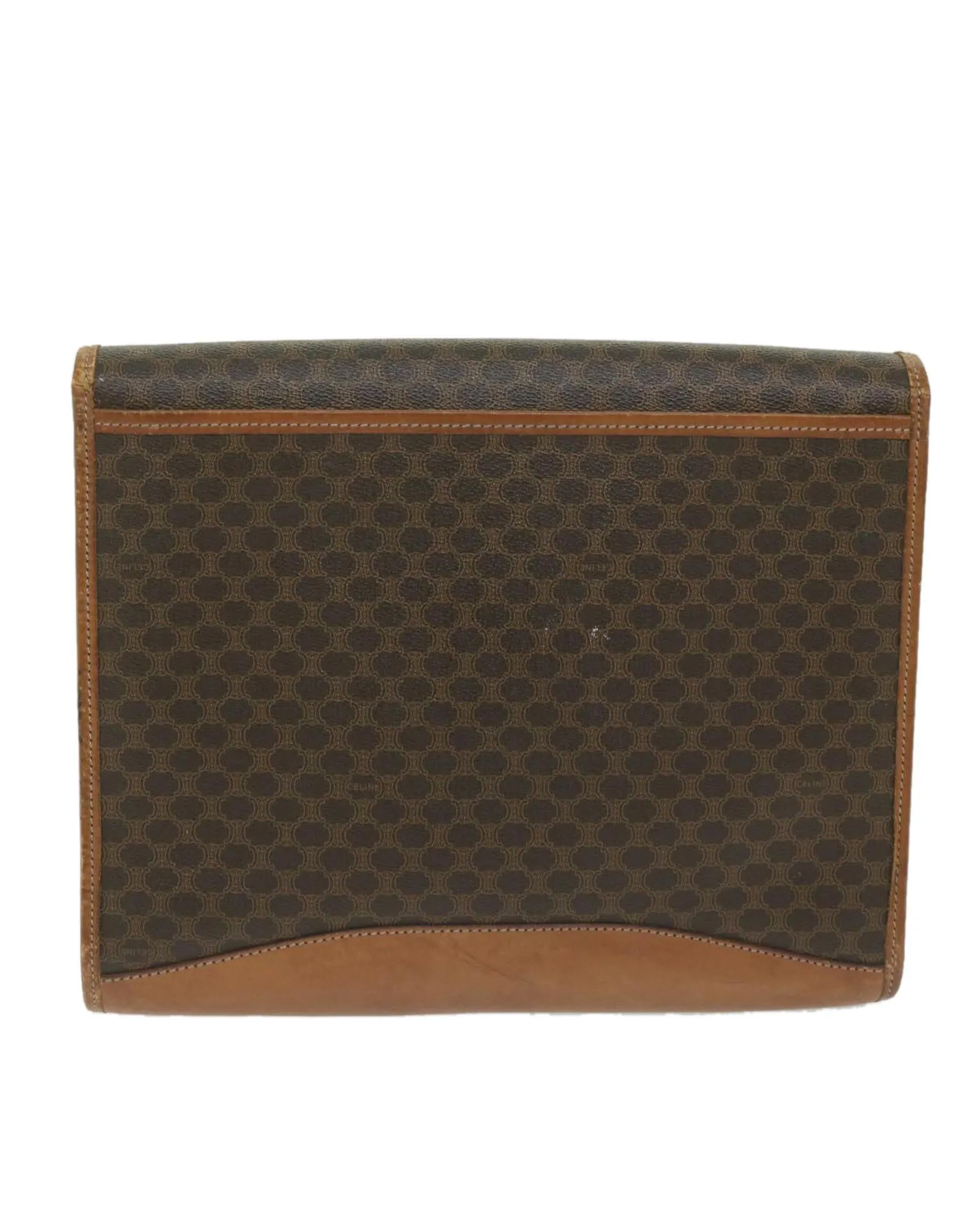 Brown Canvas Clutch Bag with PVC Leather Material - Authentic