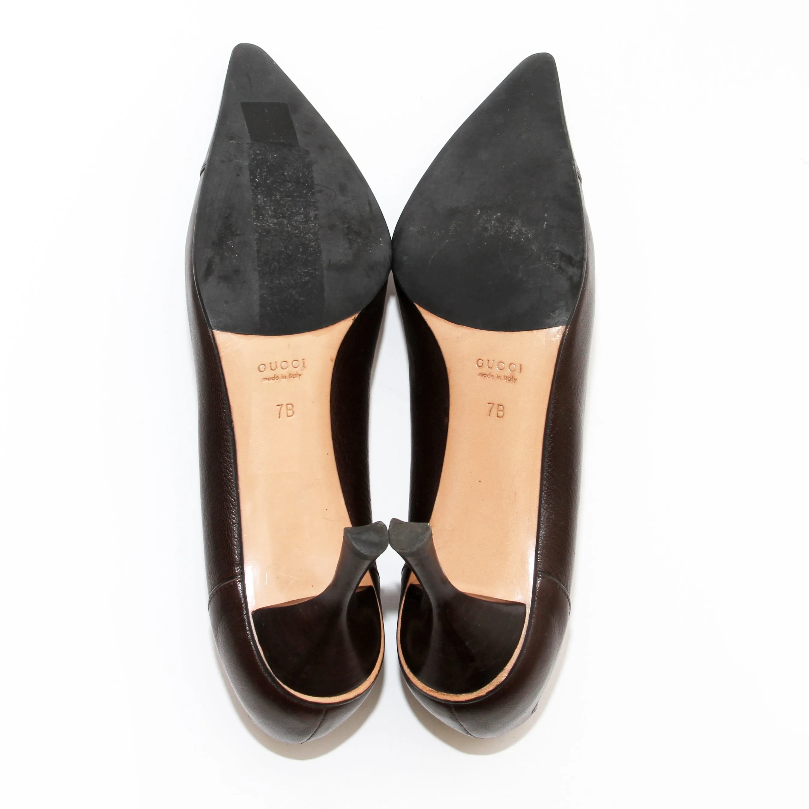 Brown Leather Pointed Pumps 7