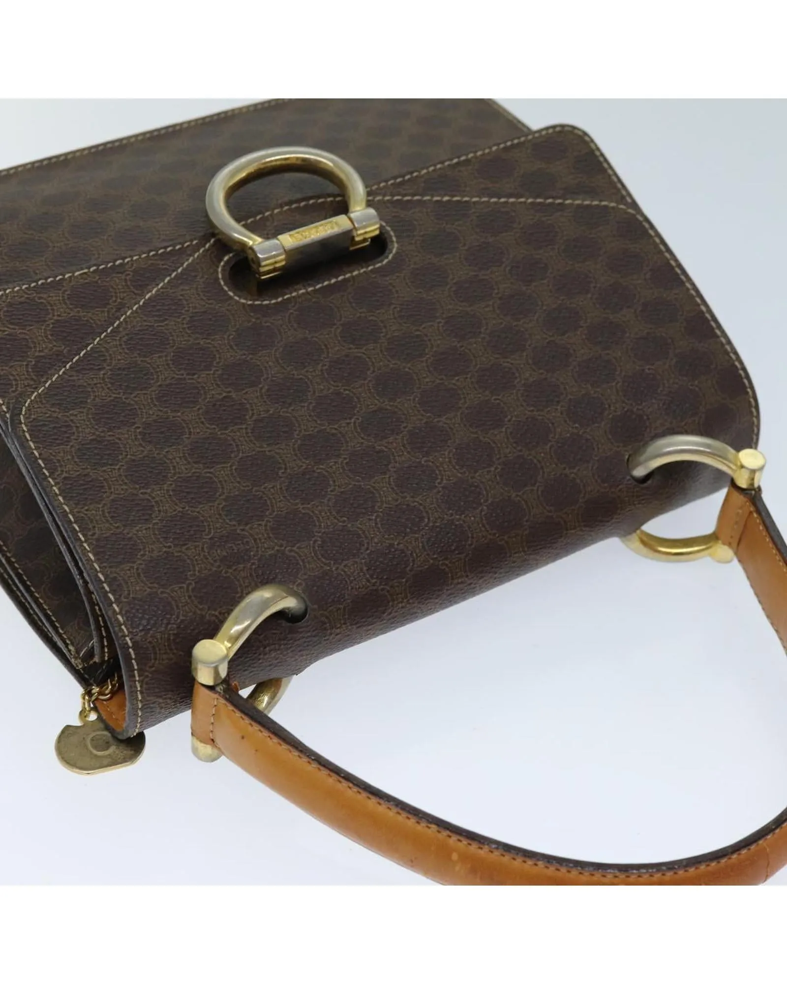 Brown Macadam Canvas Hand Bag - Authentic CELINE