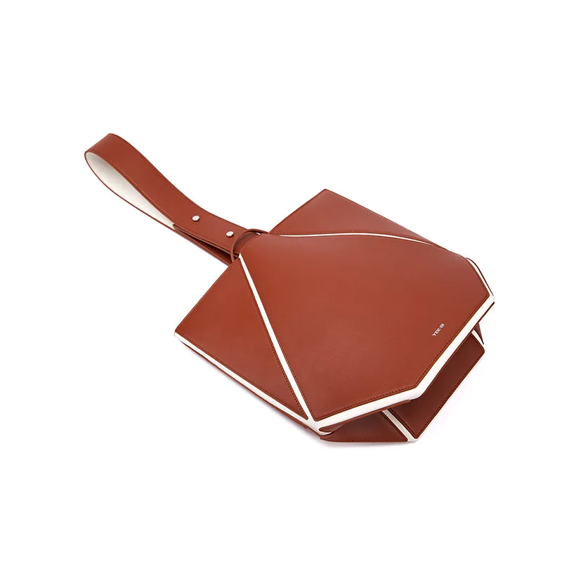 Bucket Small Foldable Shoulder Bag - Umber/White