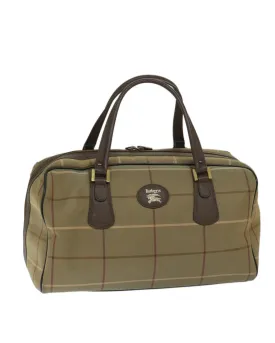 Canvas Beige Boston Bag with Nova Check Pattern