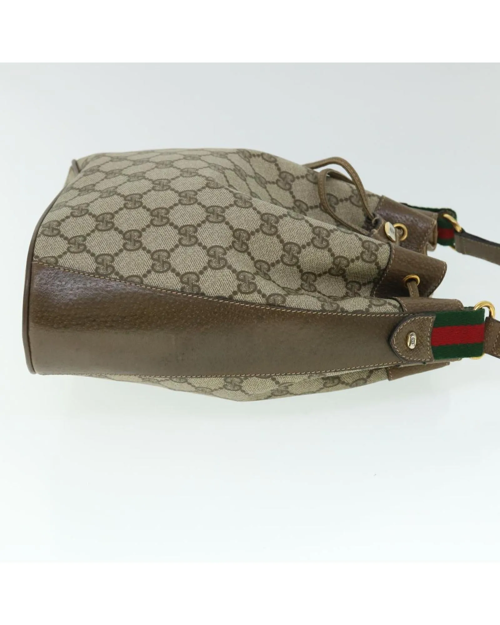 Canvas Web Sherry Line Shoulder Bag in Beige and Green by Gucci