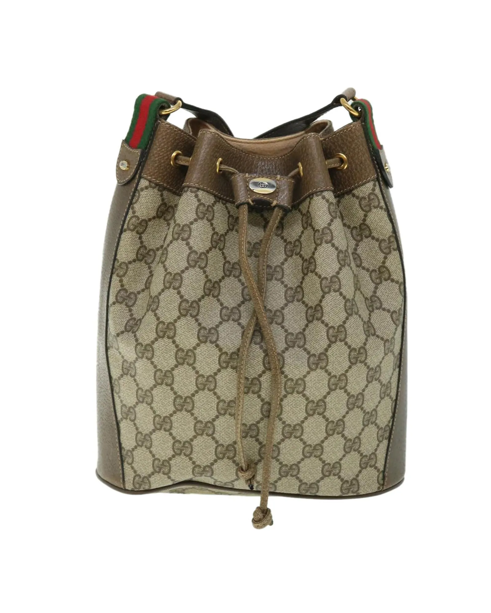 Canvas Web Sherry Line Shoulder Bag in Beige and Green by Gucci