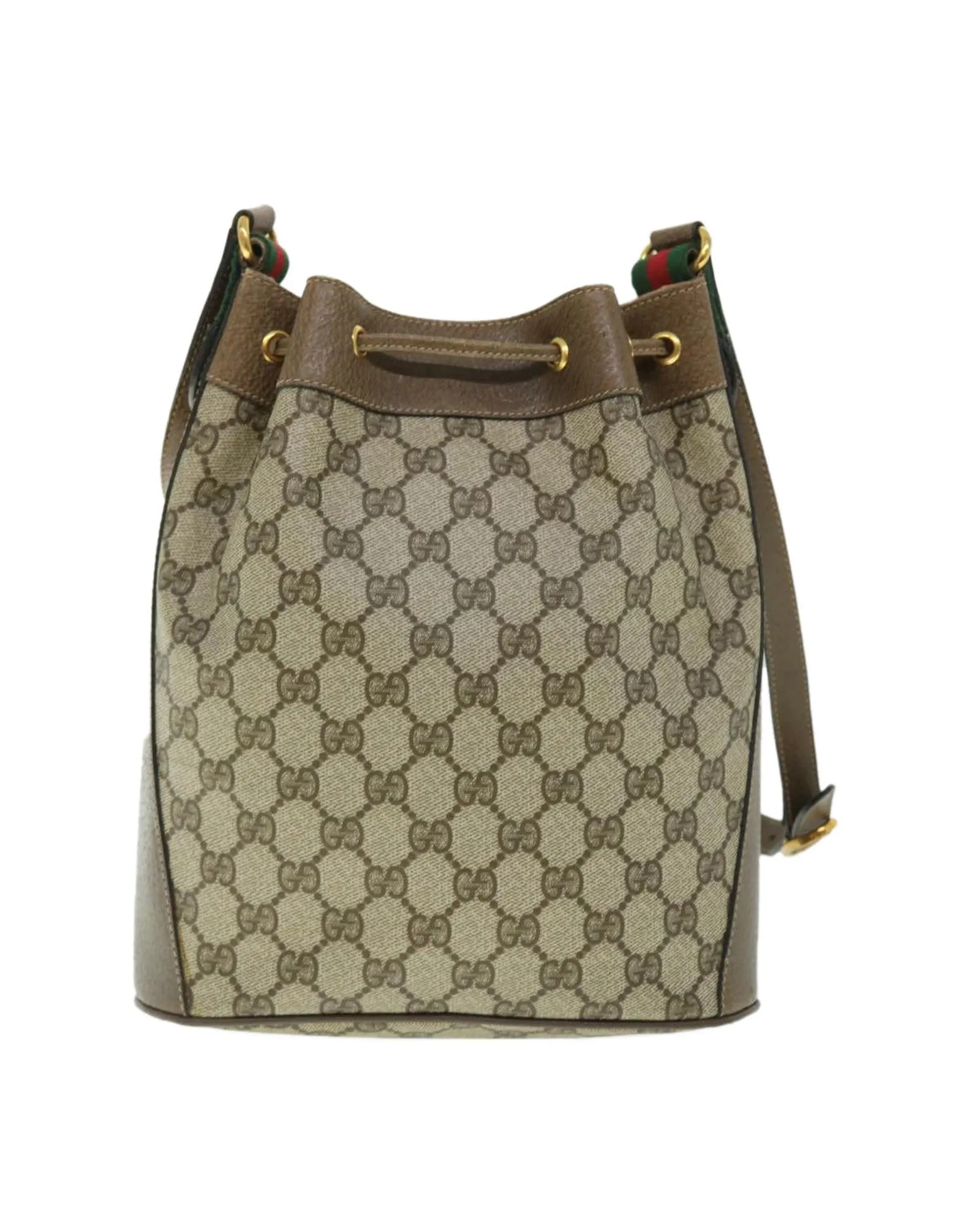 Canvas Web Sherry Line Shoulder Bag in Beige and Green by Gucci