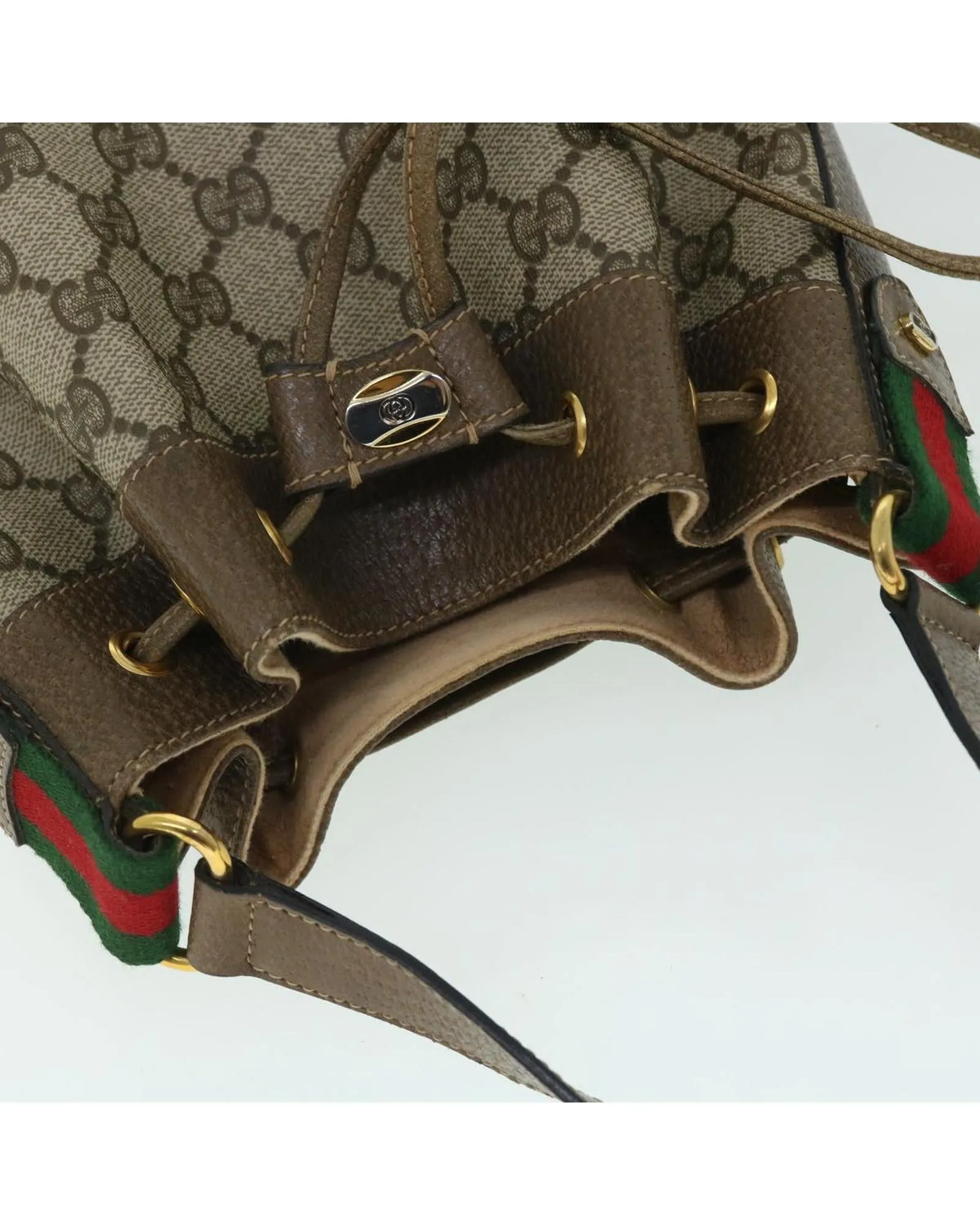 Canvas Web Sherry Line Shoulder Bag in Beige and Green by Gucci