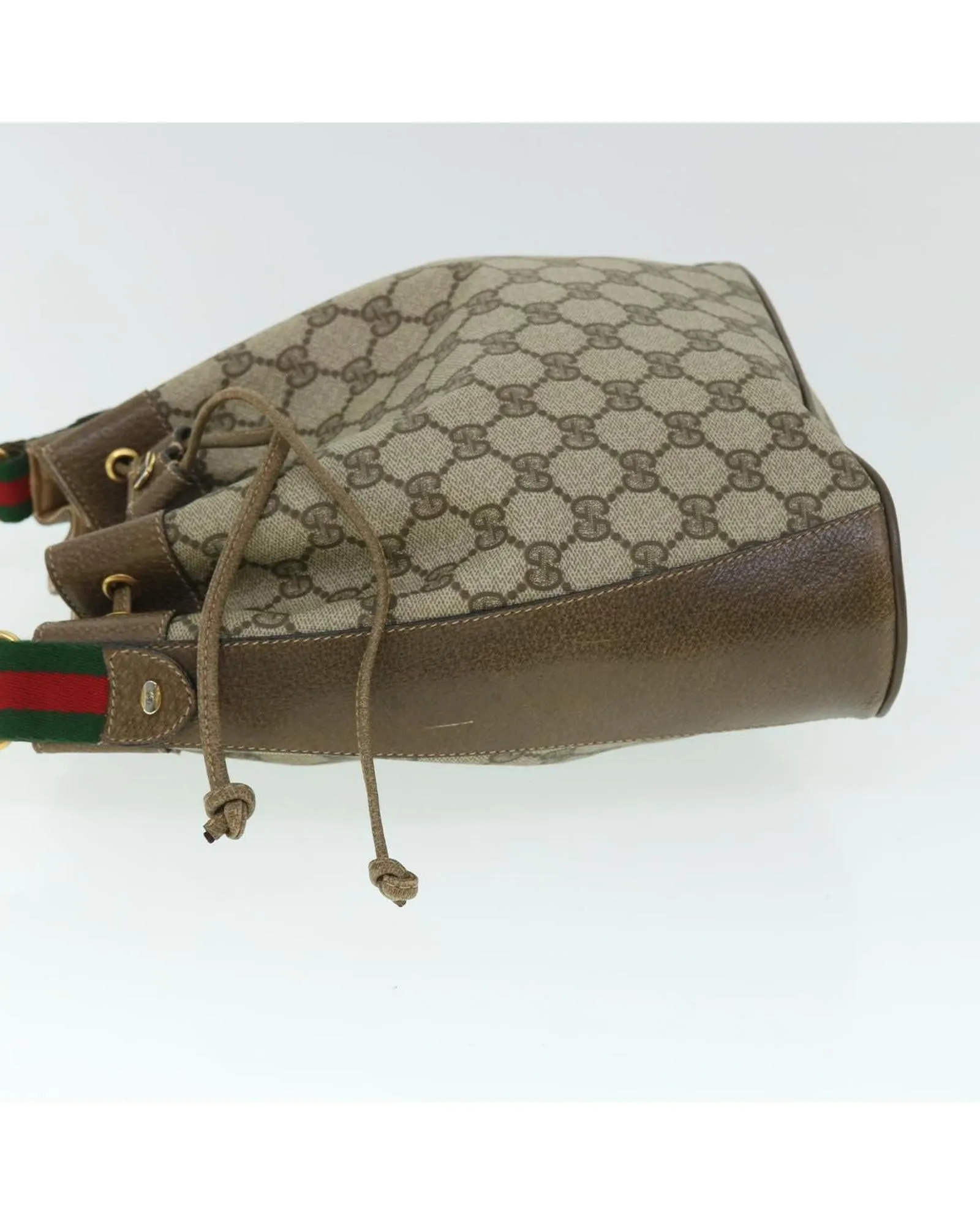 Canvas Web Sherry Line Shoulder Bag in Beige and Green by Gucci