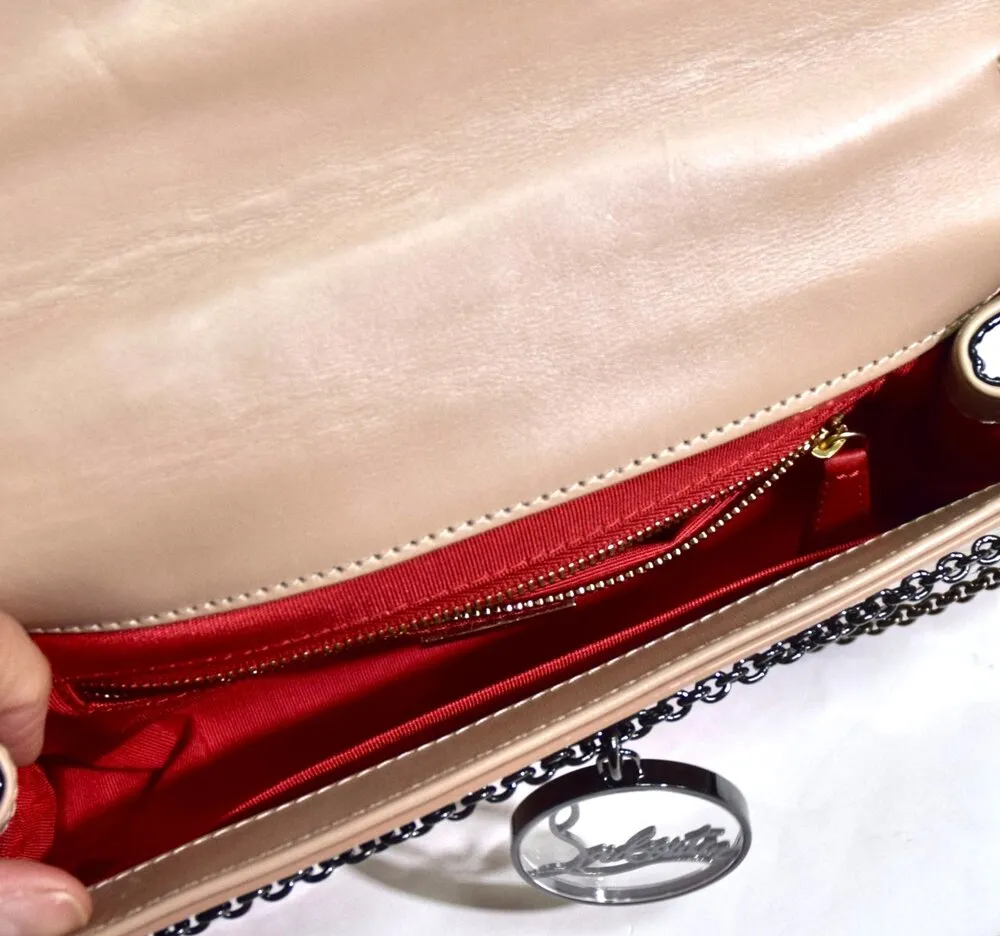 Christian Louboutin | Riveria on Chain Nude Beige Patent Clutch