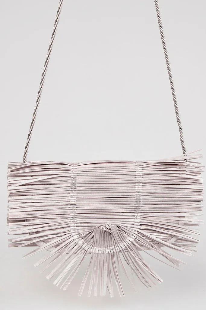 Clutch Me Silver Clutch with Fringes