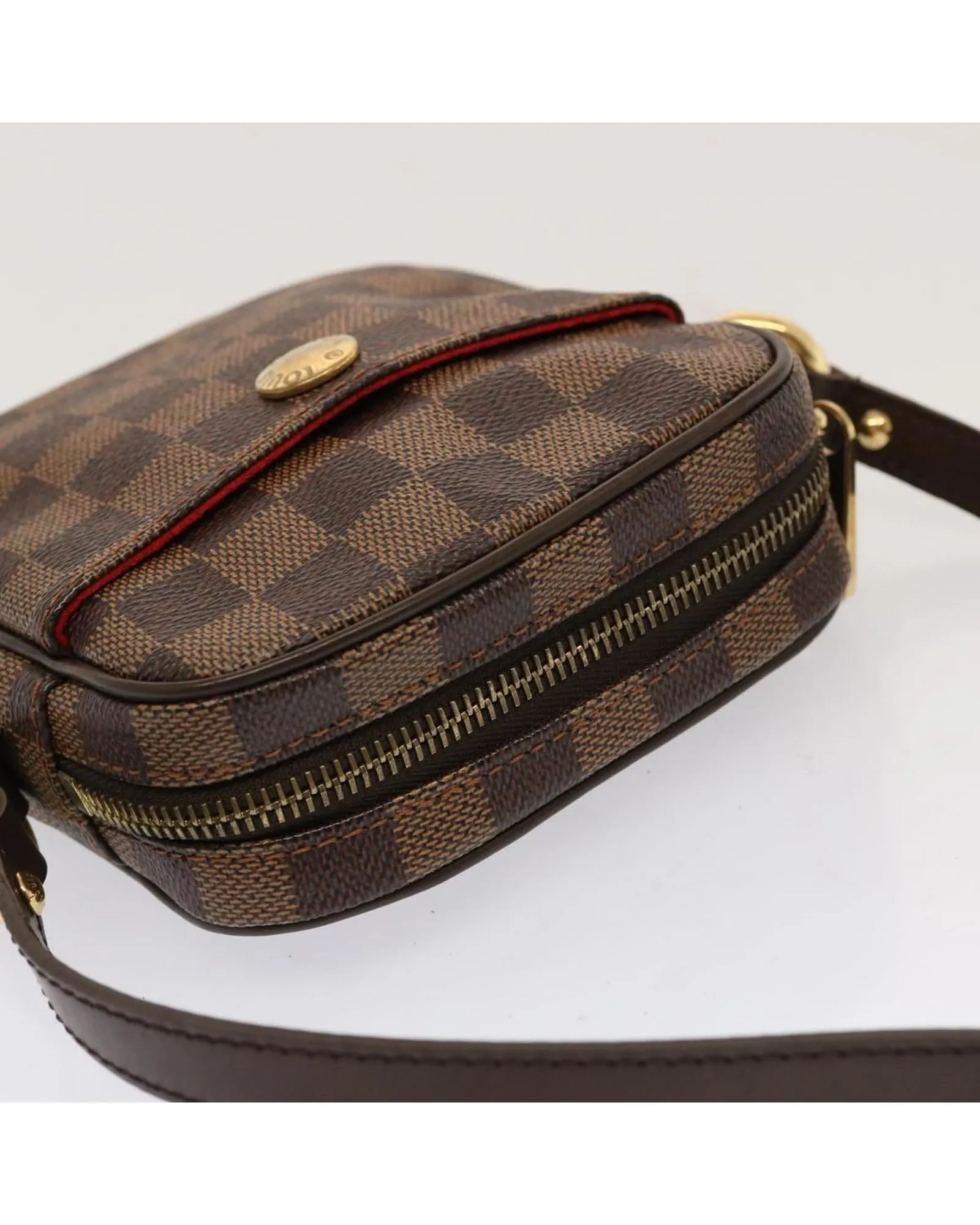 Damier Ebene Shoulder Bag with Lift Flap Closure