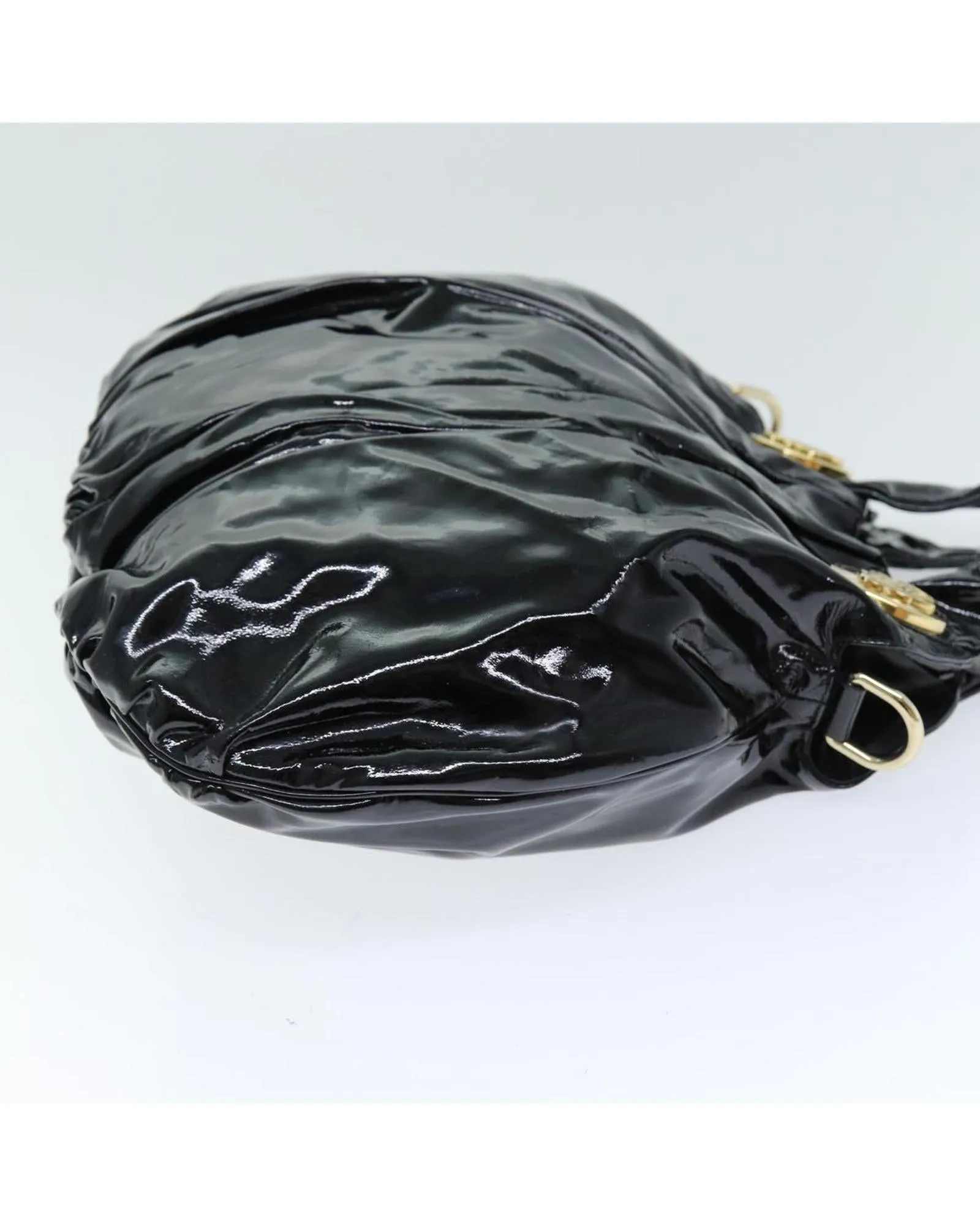 Enamel 2way Hand Bag in Black