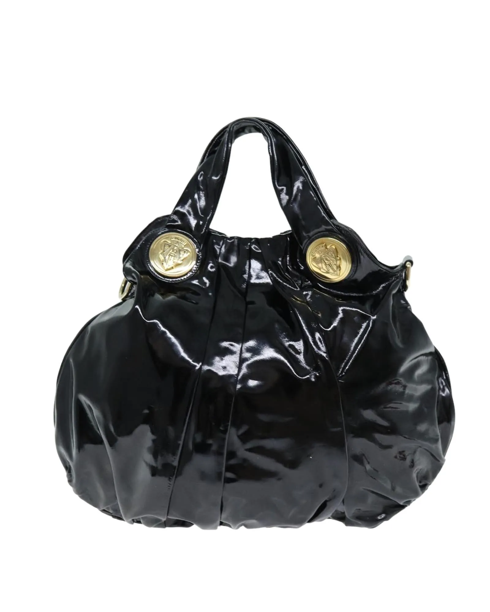 Enamel 2way Hand Bag in Black