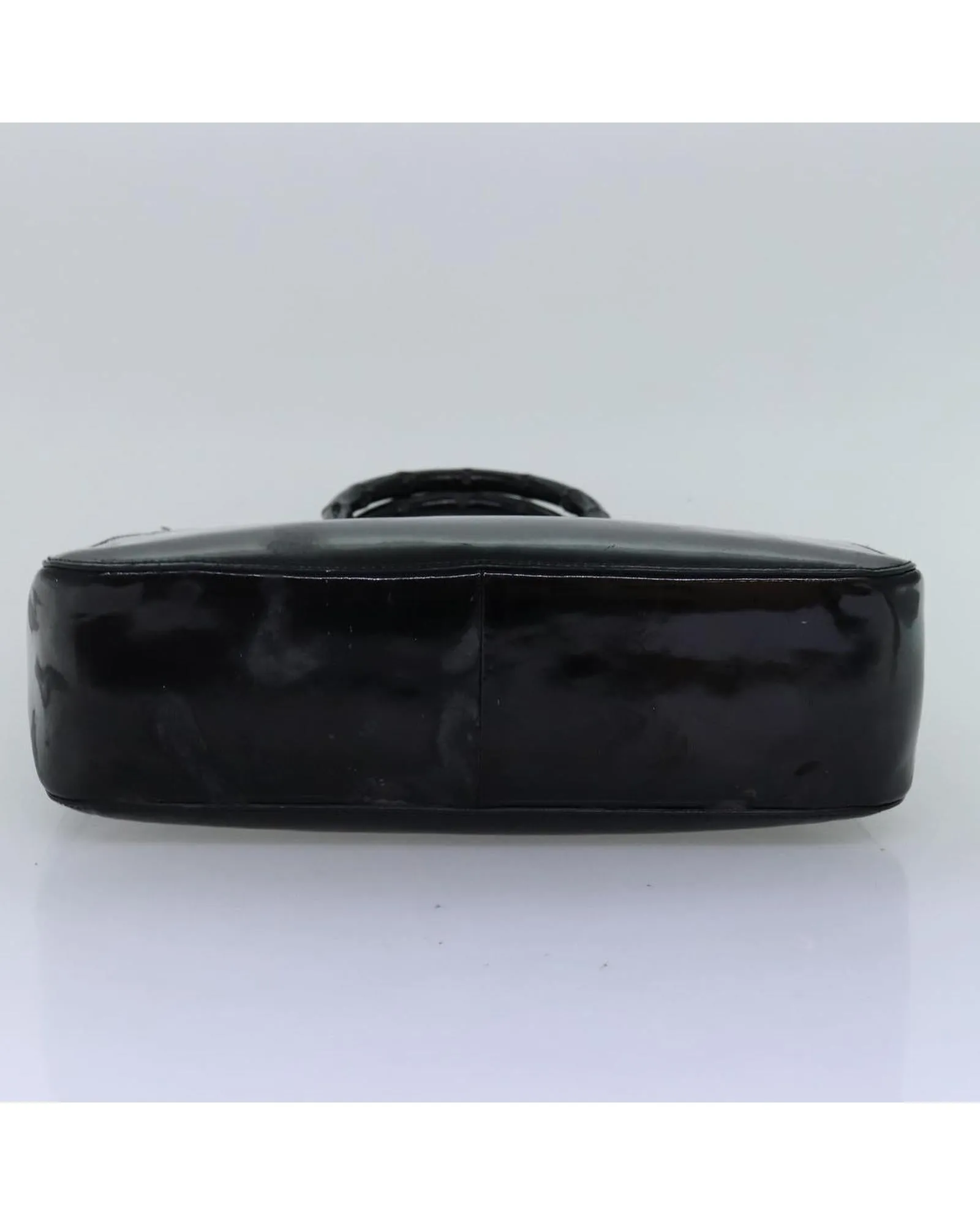 Enamel Black Hand Bag with Bamboo Handle - Authentic Italian Made Luxury Accessory