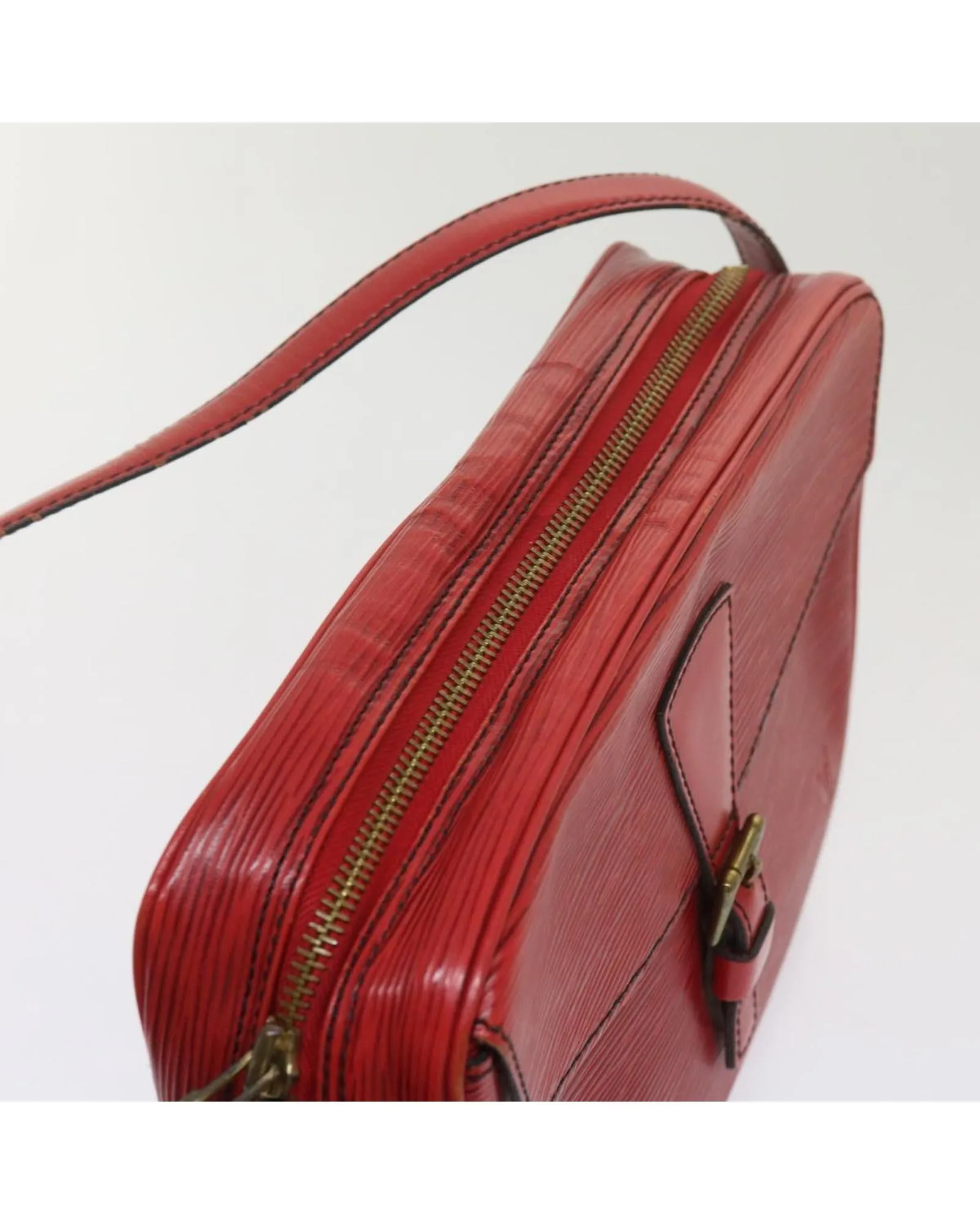 Epi Leather Shoulder Bag with Red Color and Gold-tone Hardware