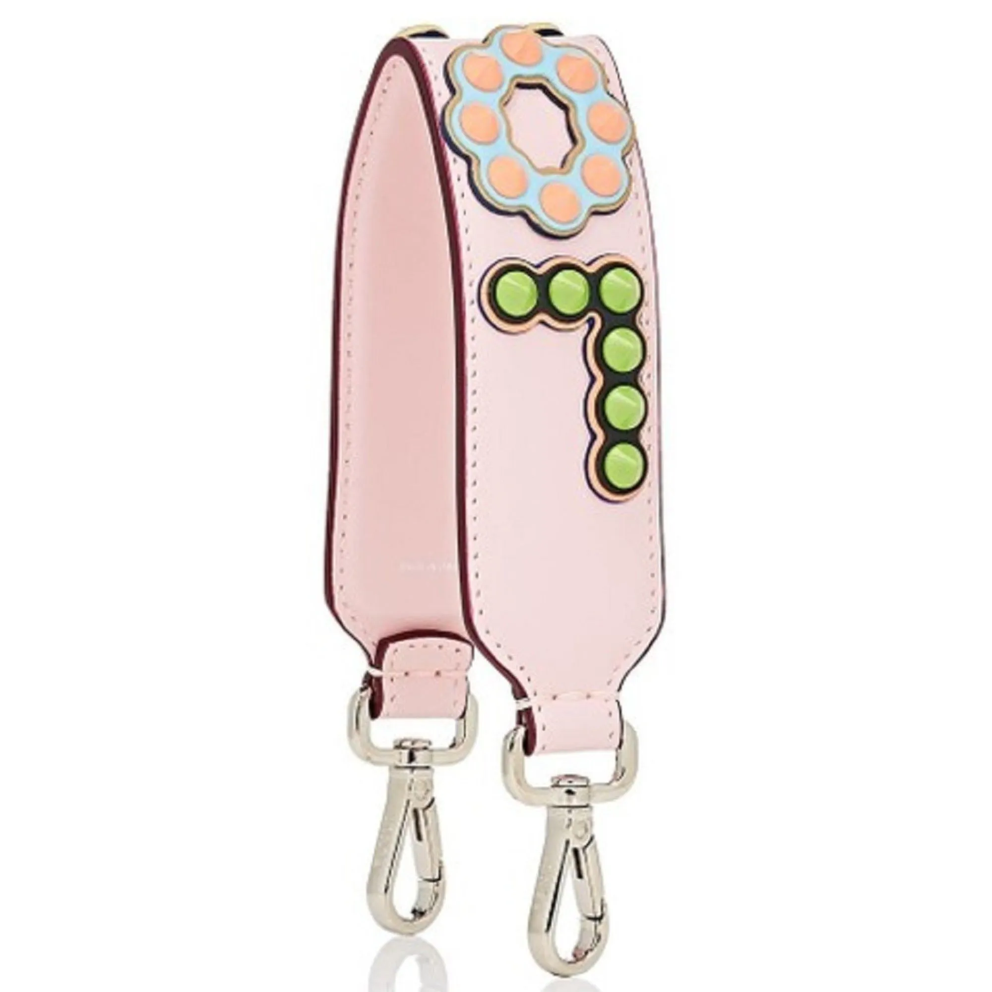 Fendi Mini Strap You Pink Peonia Multicolor "LOVE" Studded Leather