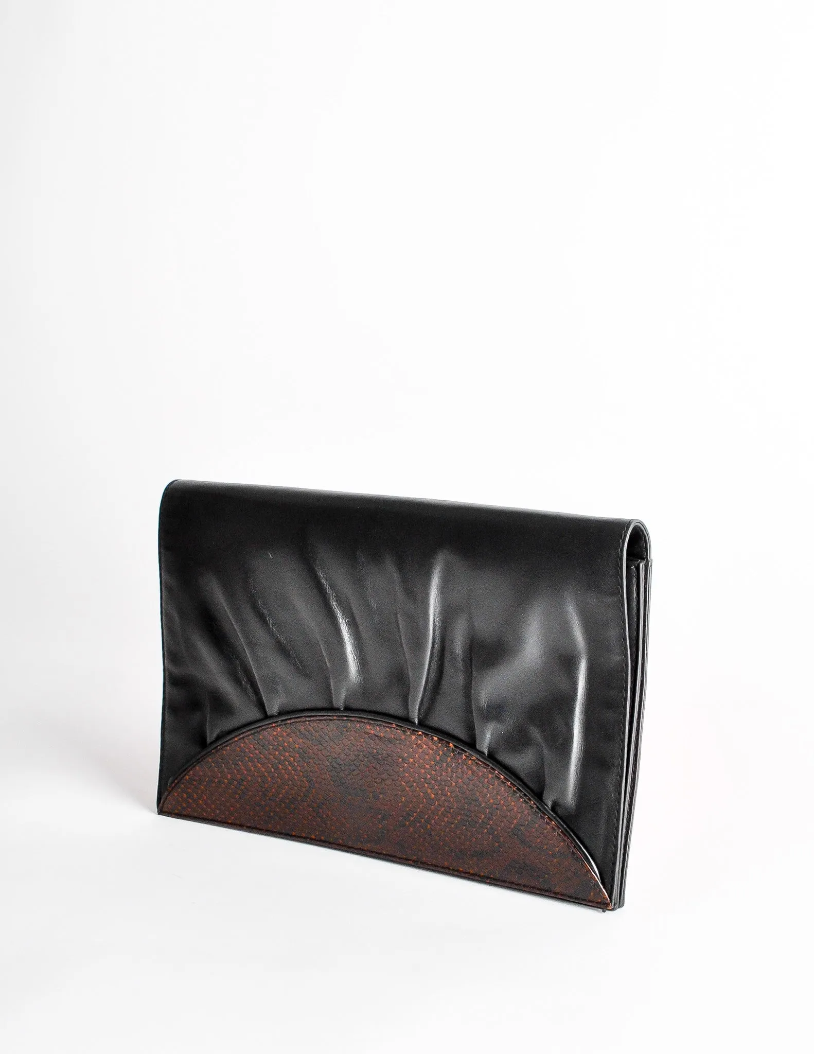 Fendi Vintage Black and Brown Leather Clutch Purse