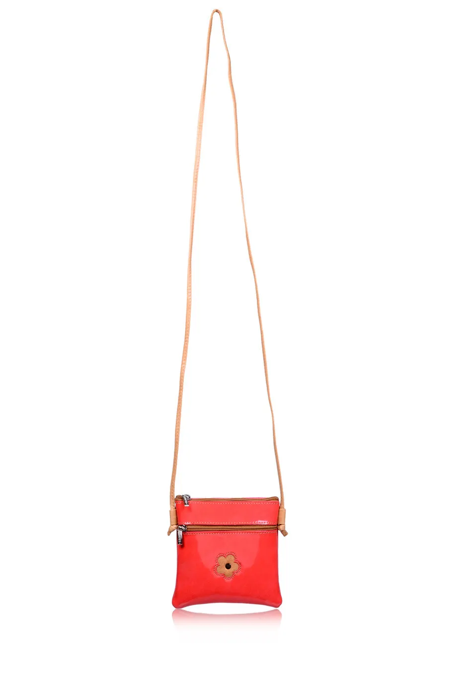 FERCHI MINI DAISY Coral Patent Crossbody Bag