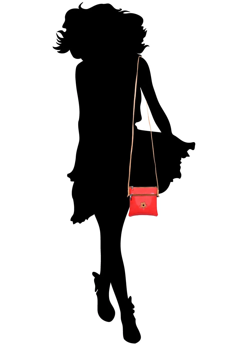 FERCHI MINI DAISY Coral Patent Crossbody Bag