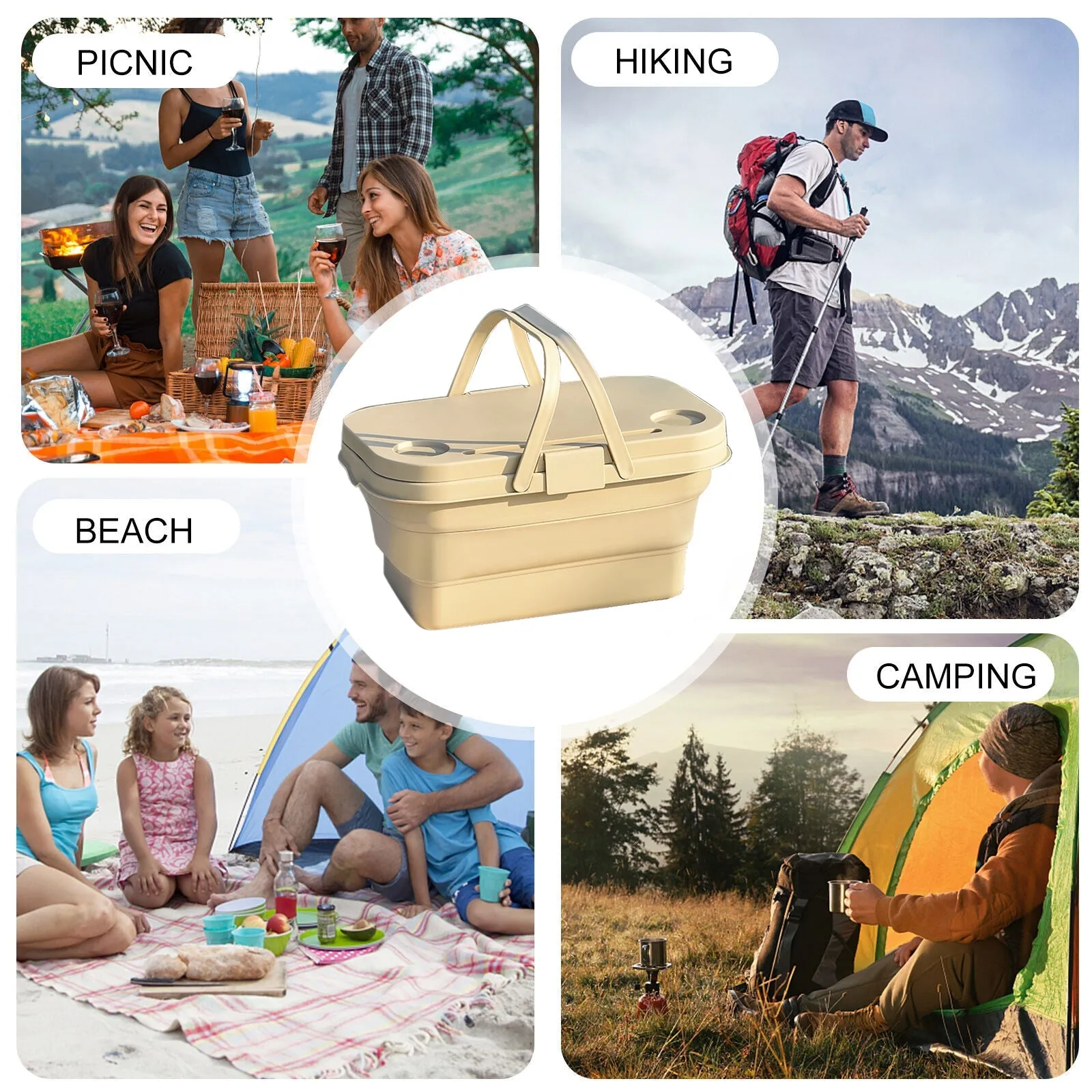 Foldable 3-in-1 Picnic Basket with Table and Storage